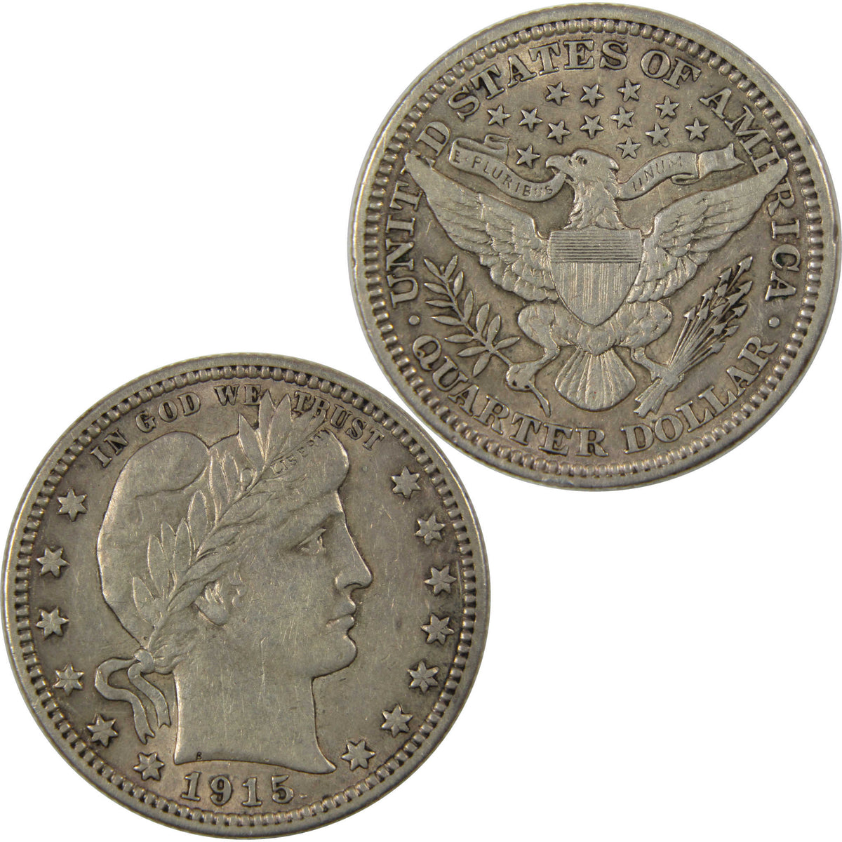 1915 Barber Silver Quarter XF EF Extremely Fine 25c Coin Collectible