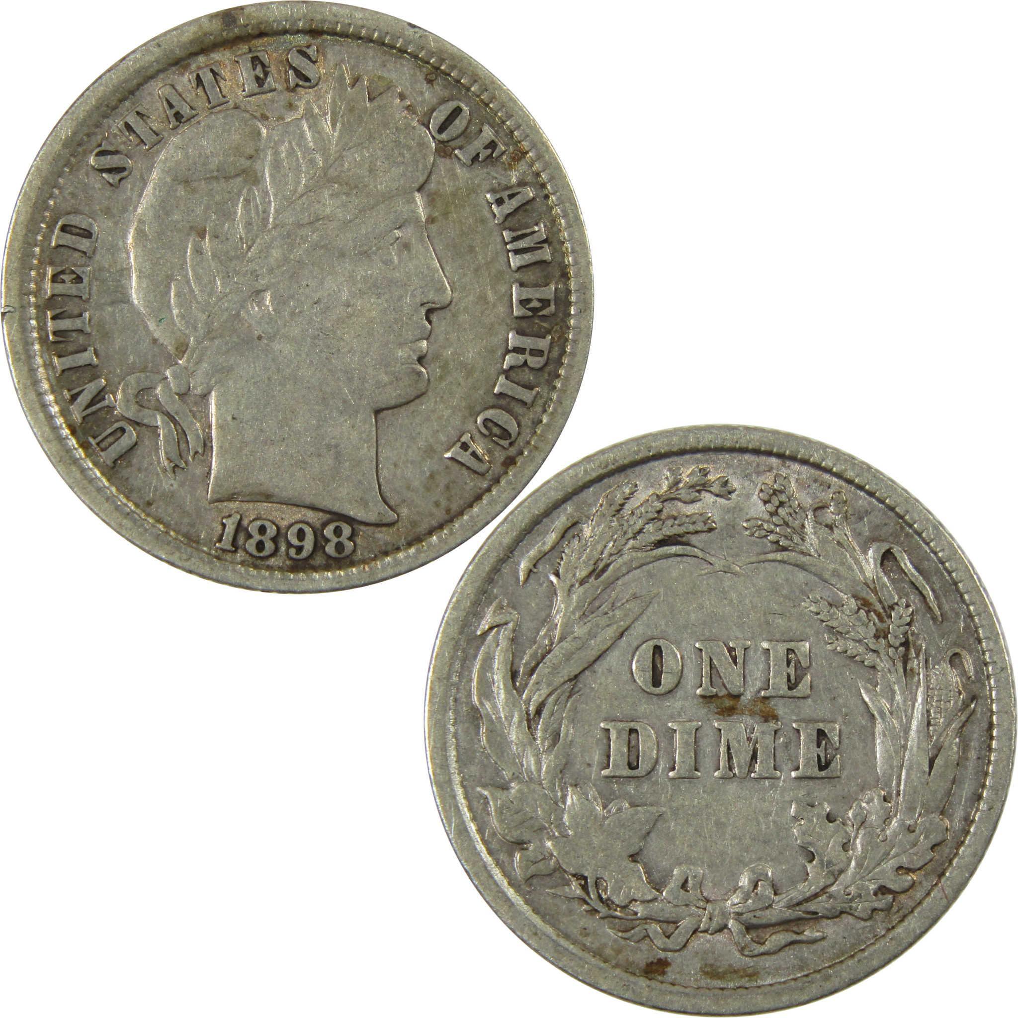 1898 Barber Silver Dime XF EF Extremely Fine 10c Coin SKU:CP684