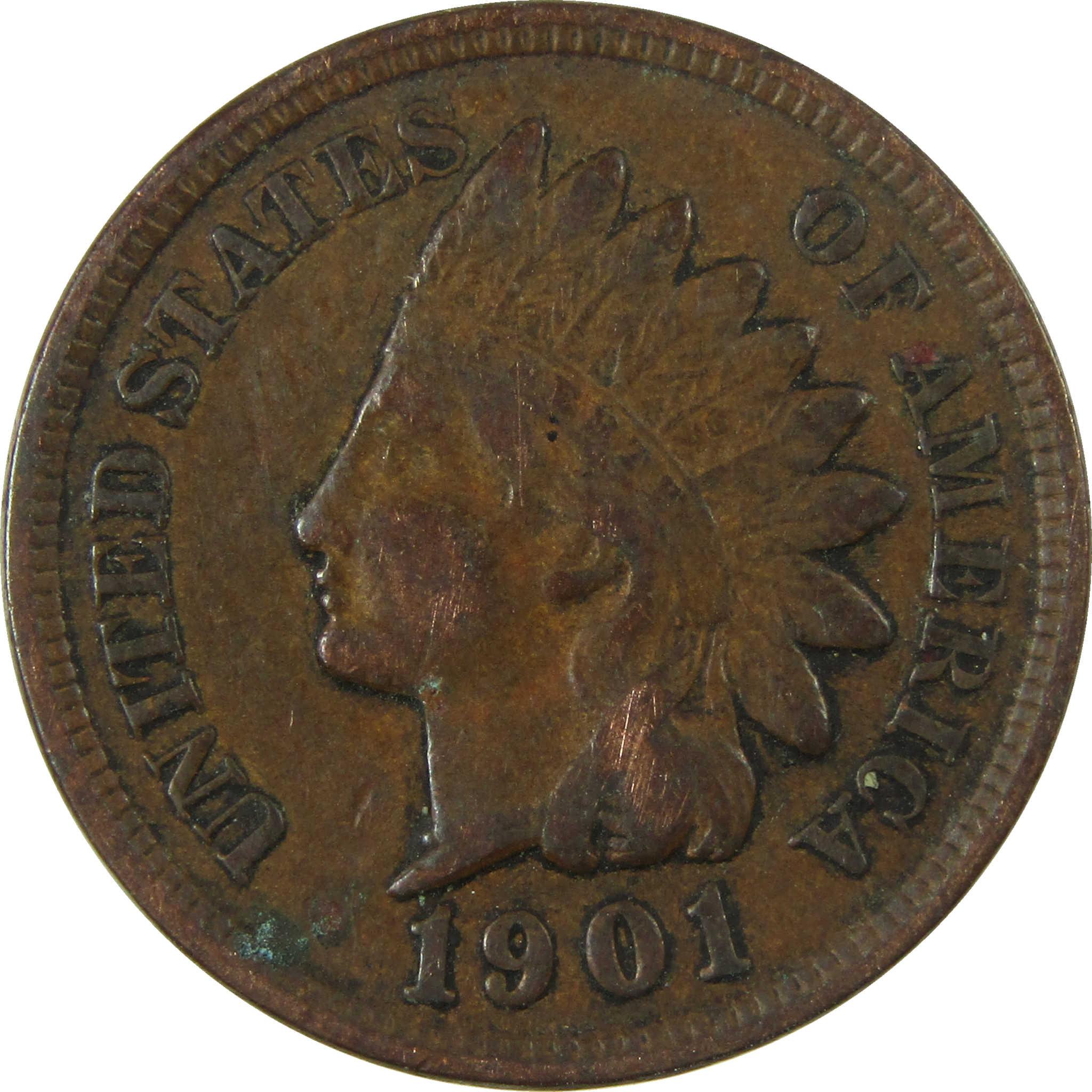 1901 Indian Head Cent VF Very Fine Penny 1c Coin SKU:I26928