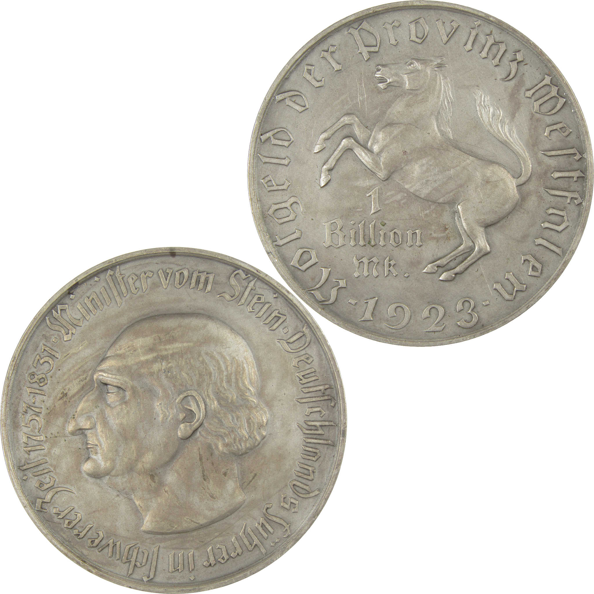 1923 Westphalia Baron vom Stein 1 Trillion Marks VF Very Fine