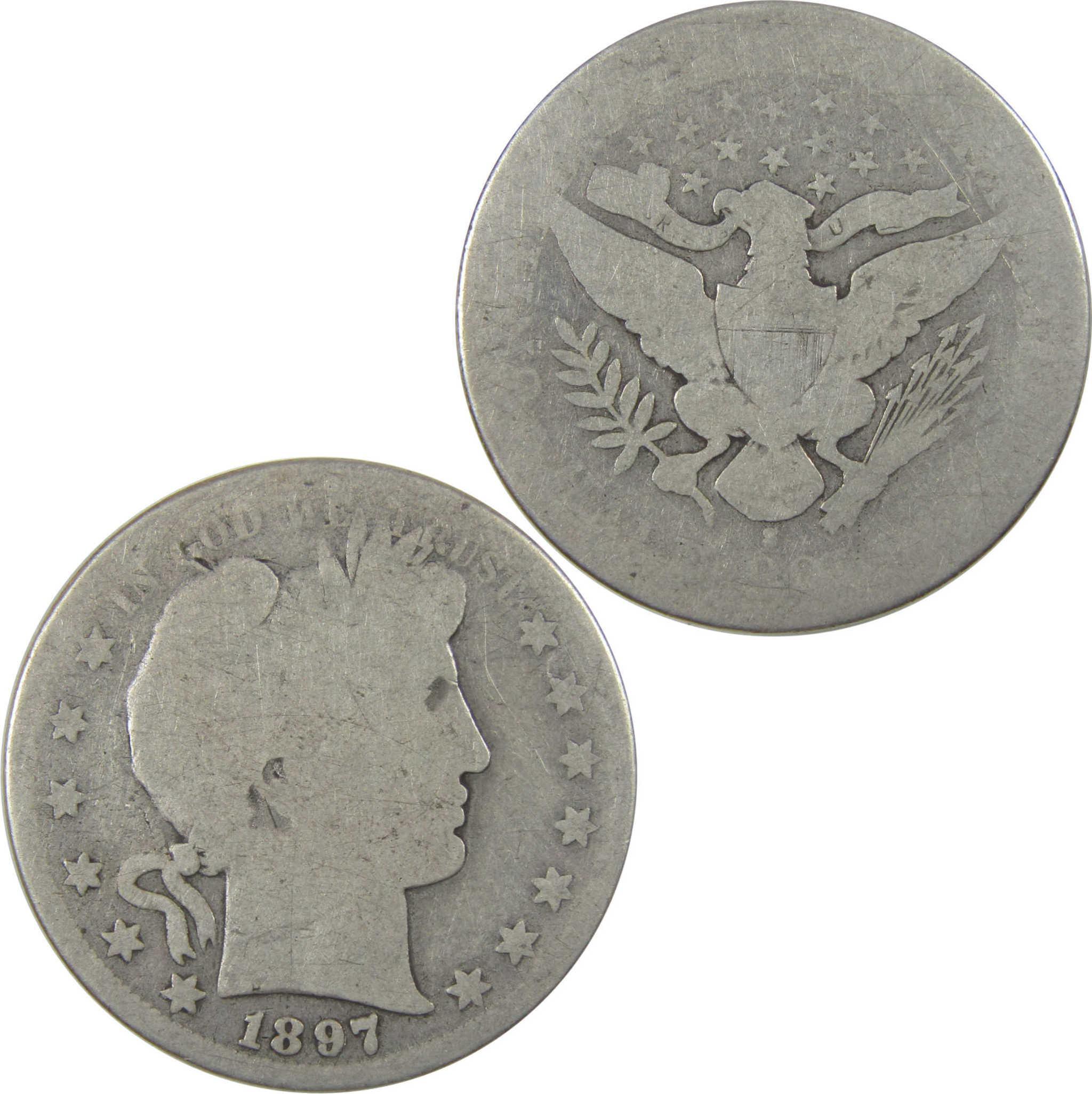 1897 S Barber Silver Half Dollar G Good 50c Coin SKU:I24072