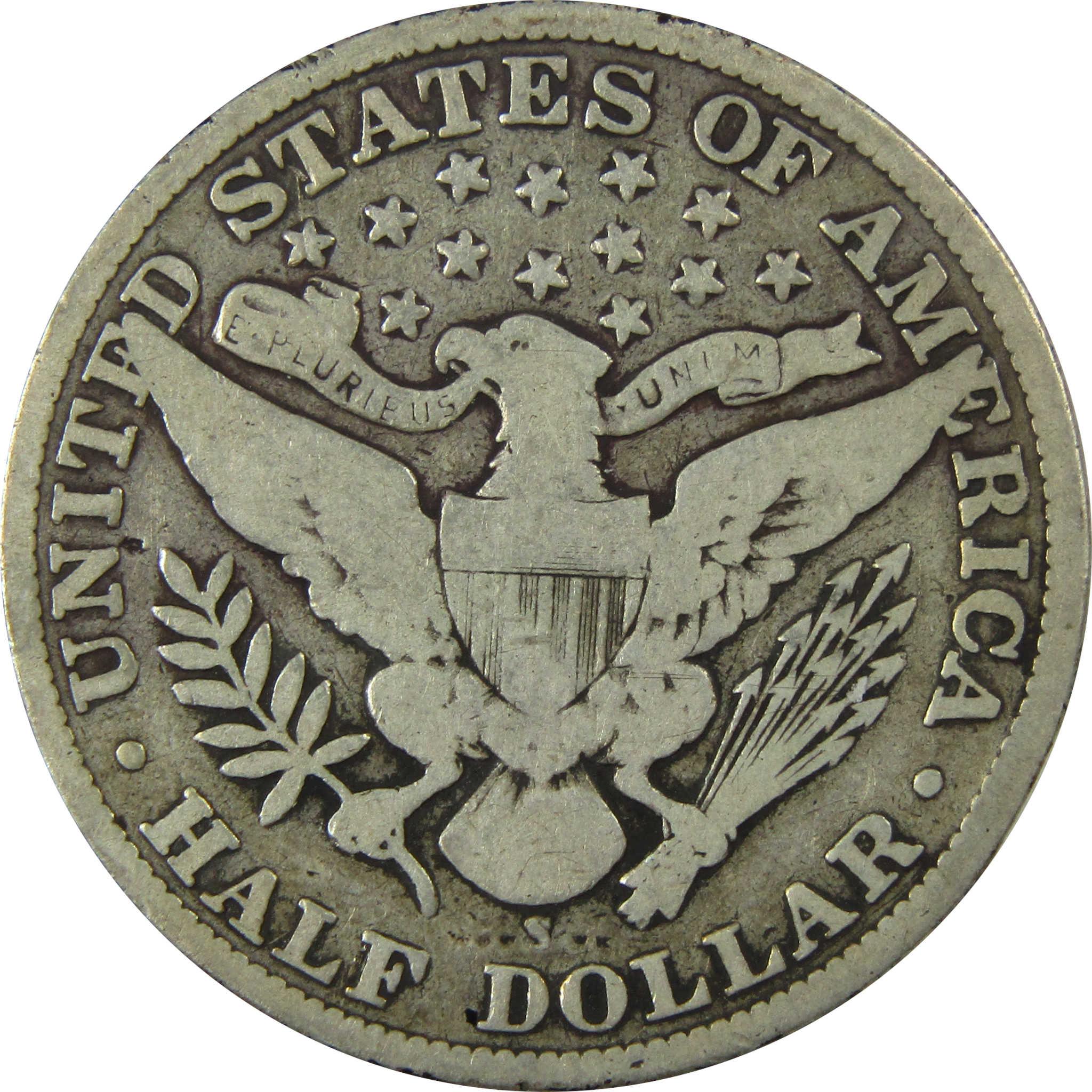 1909 S Barber Silver Half Dollar VG Very Good 50c Coin SKU:I25955