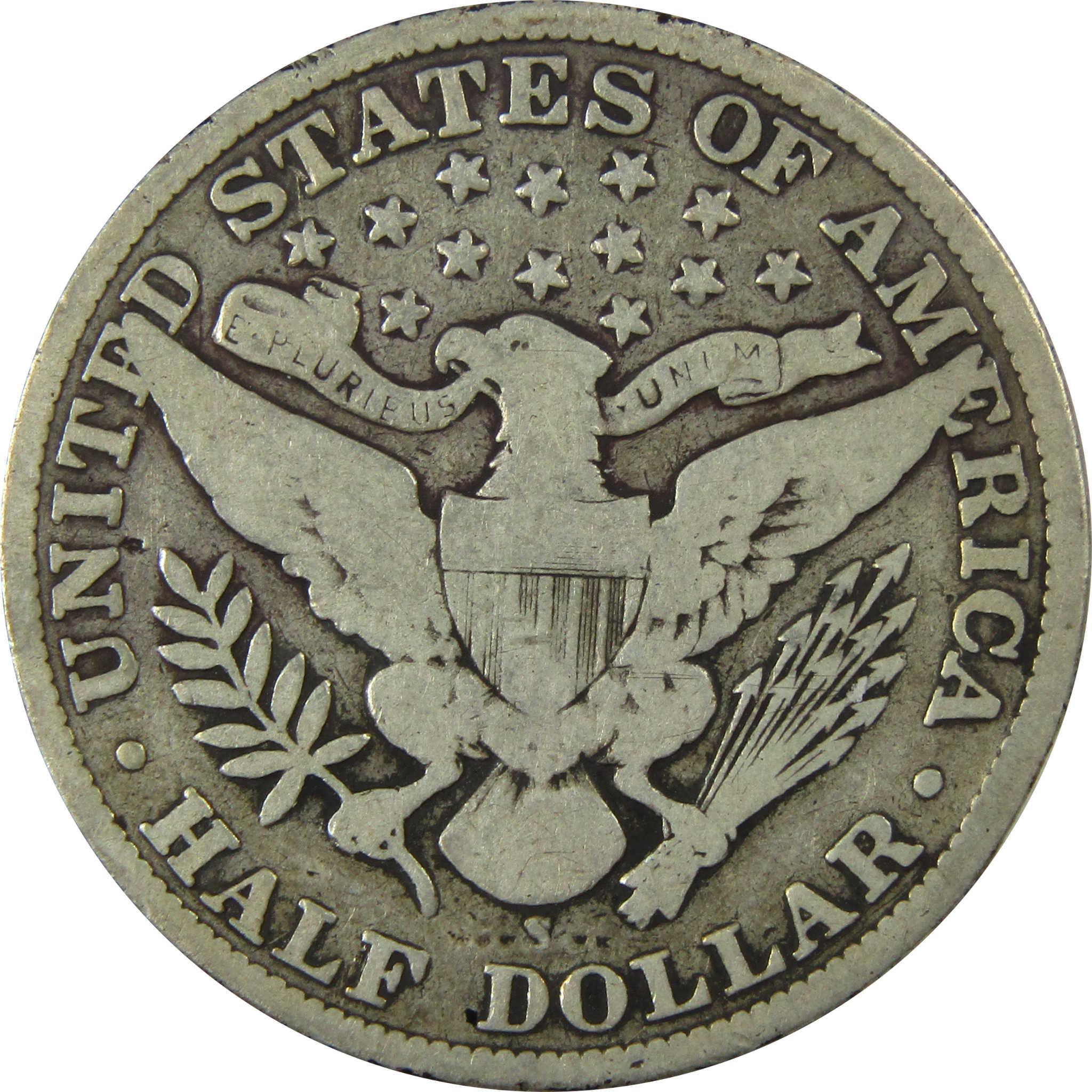 1909 S Barber Silver Half Dollar VG Very Good 50c Coin SKU:I25955