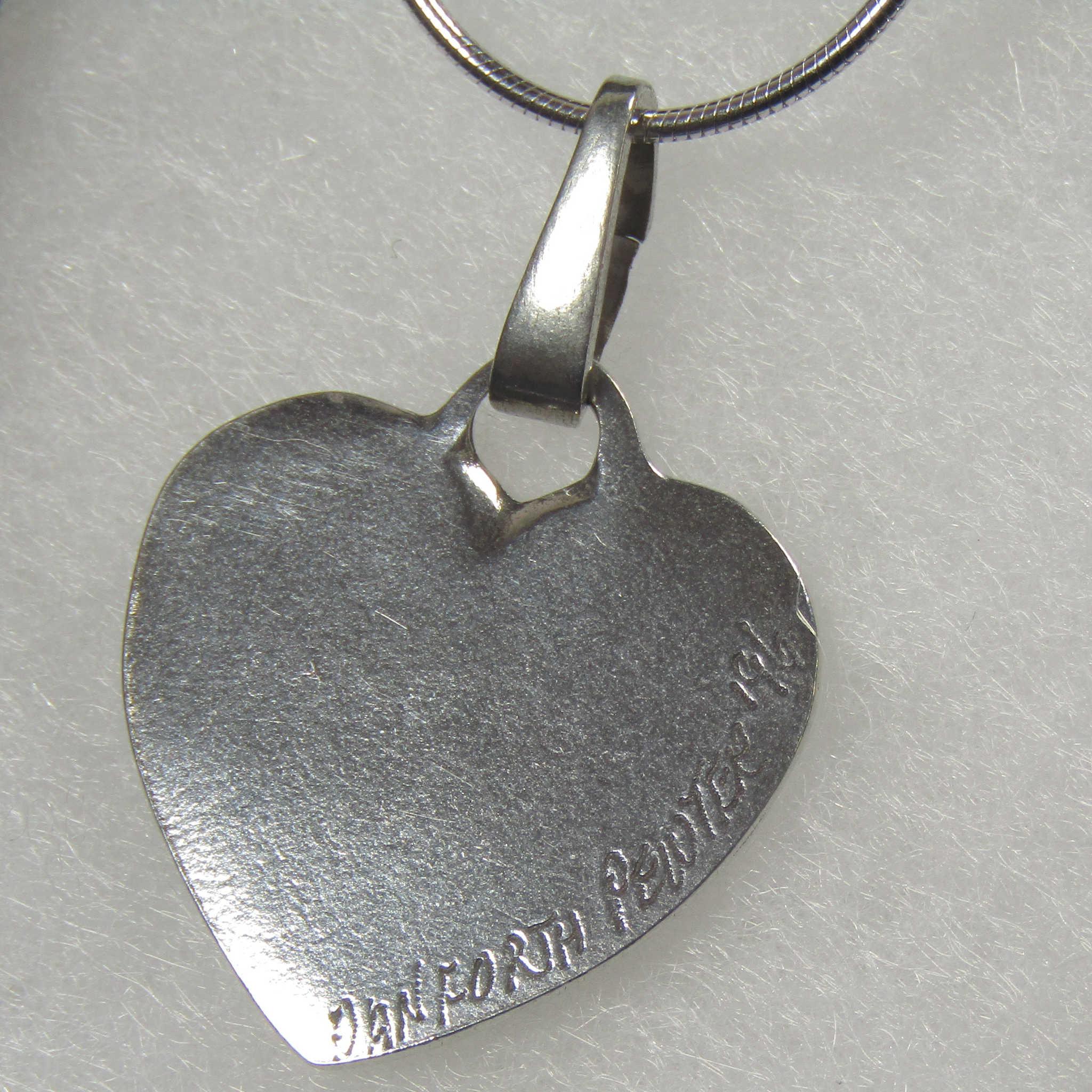 Florentine Heart Pewter Necklace with 18-inch Sterling Silver Chain