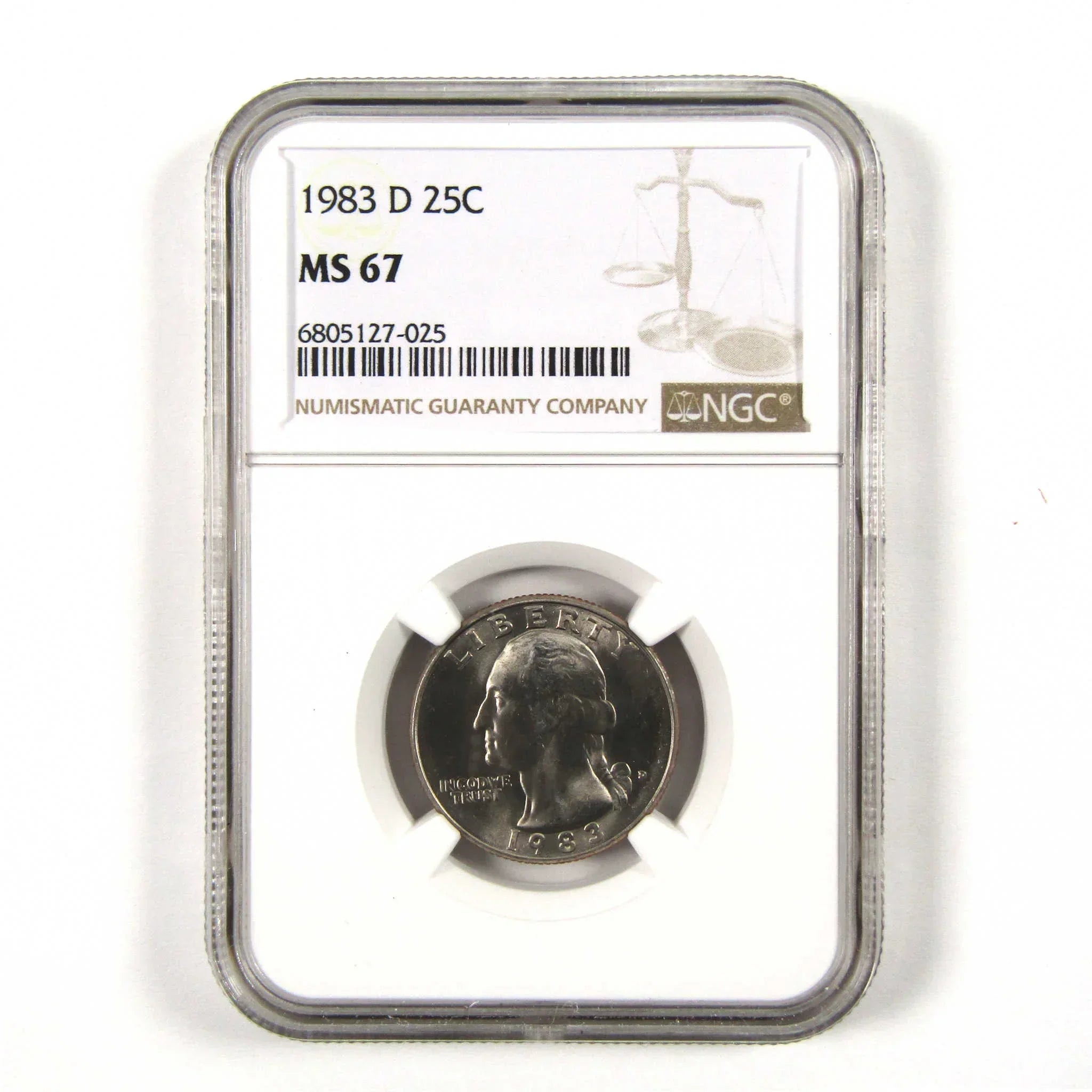 1983 D Washington Quarter MS 67 NGC Clad 25c Uncirculated SKU:I9567