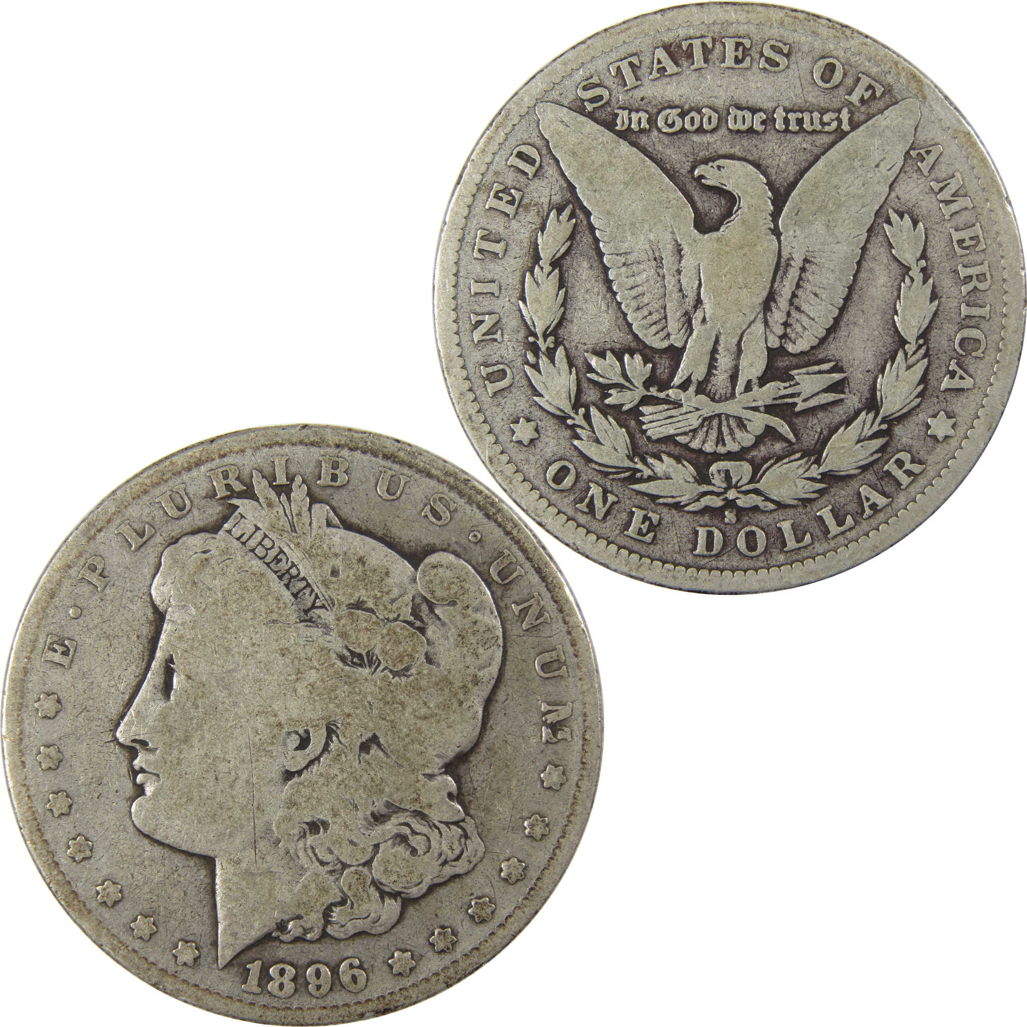 1896 S Morgan Dollar VG Very Good Silver $1 Coin SKU:I23451