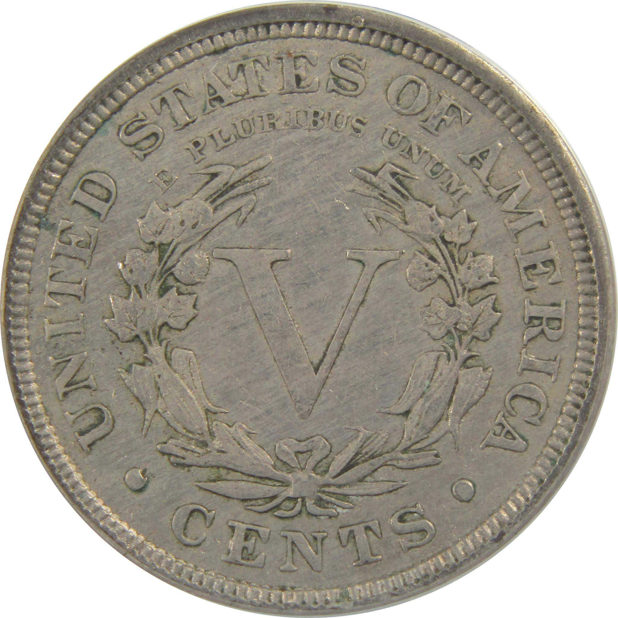 1892 Liberty Head V Nickel EF 45 Details ANACS 5c Coin SKU:I22316