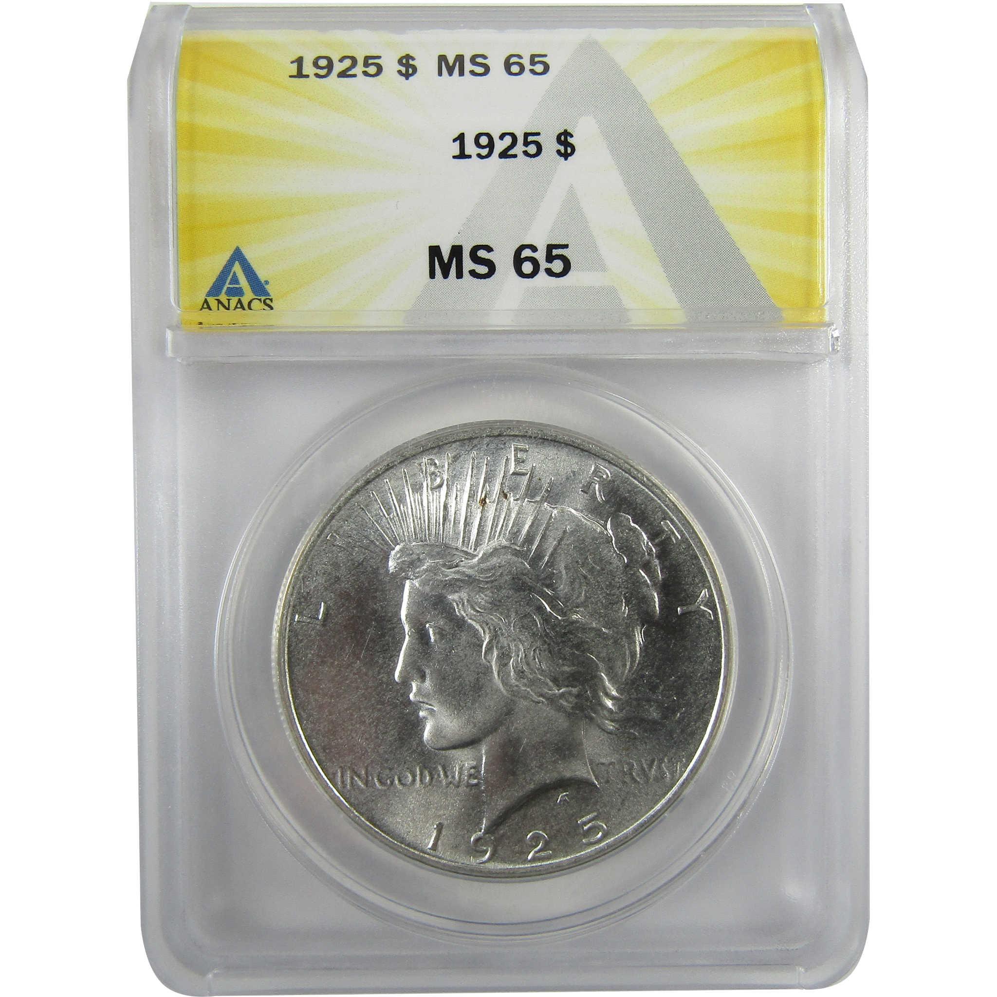 1925 Peace Silver Dollar MS 65 ANACS Uncirculated $1 CoinSKU:I28074