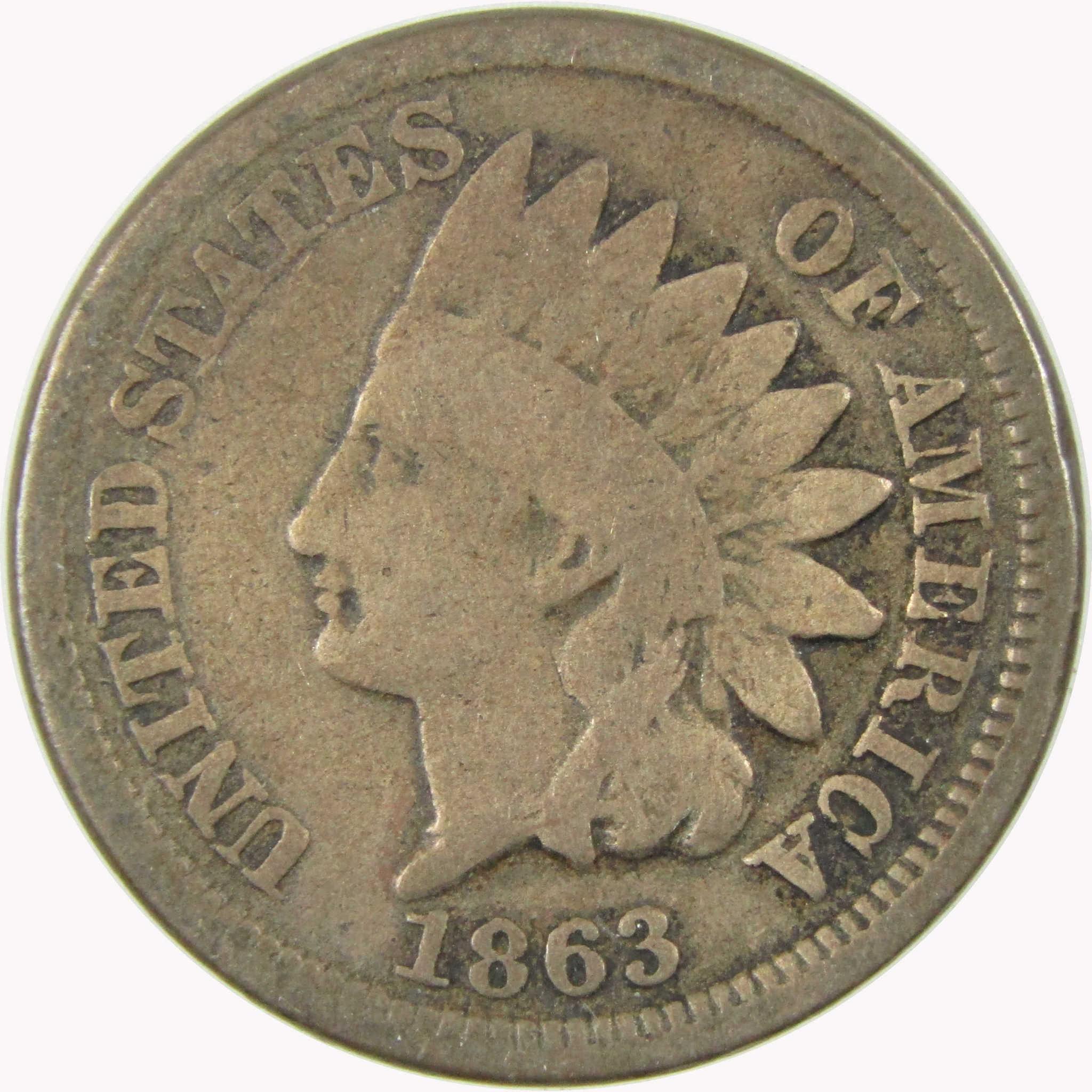 1863 Indian Head Cent G Good Penny 1c Coin SKU:CP1101