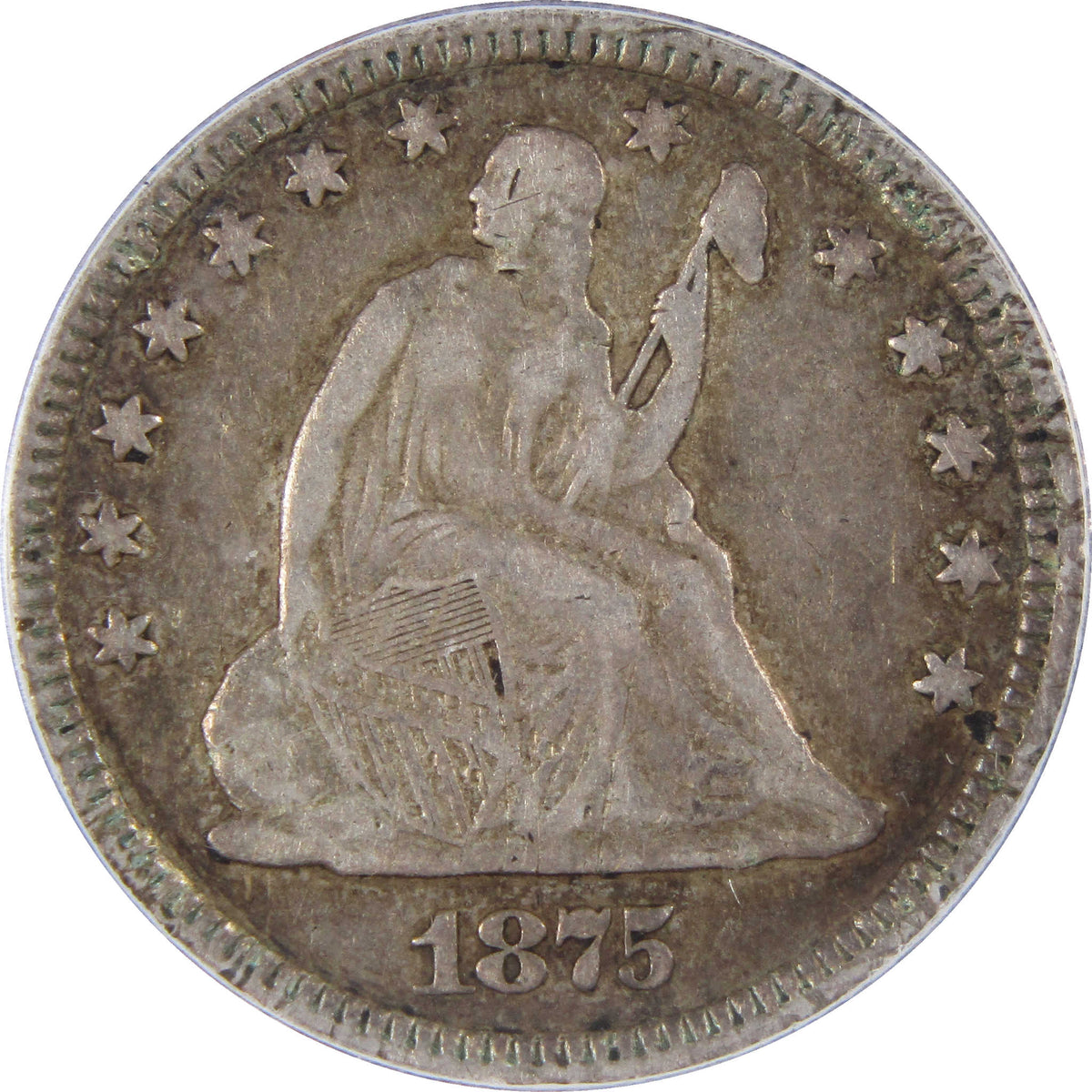 1875 Seated Liberty Silver Quarter VF 20 ICG 25c Coin SKU:I29146