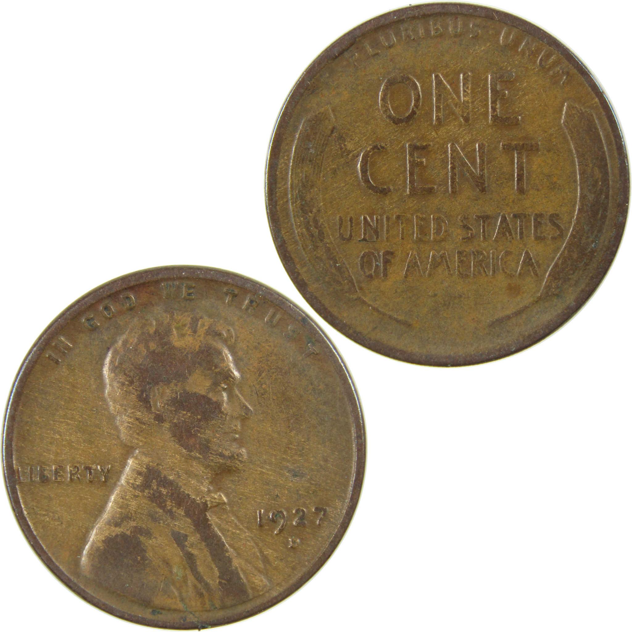 1927 D Lincoln Wheat Cent G Good Penny 1c Coin SKU:I27194