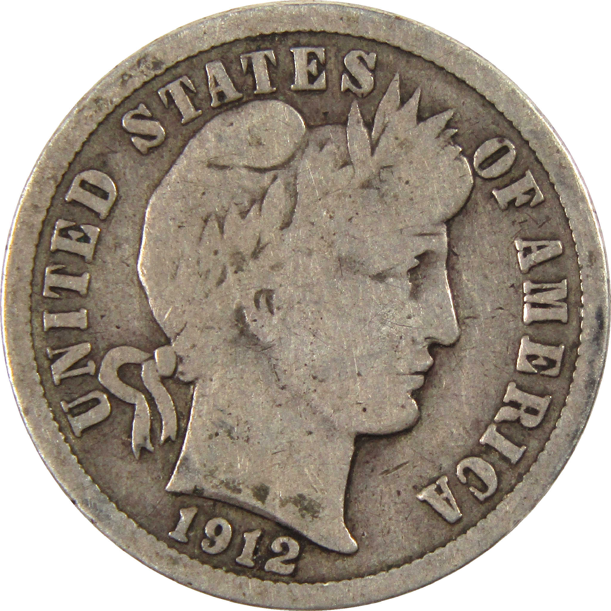 1912 Barber Dime G Good Silver 10c Coin