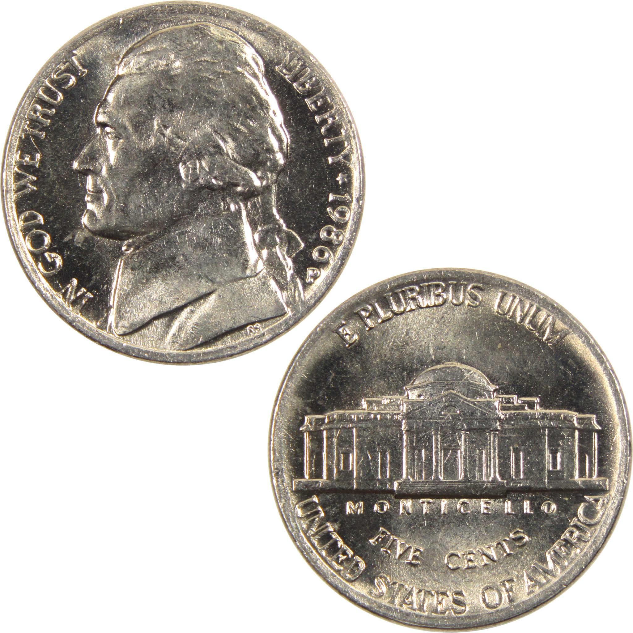 1986 P Jefferson Nickel BU Uncirculated 5c Coin