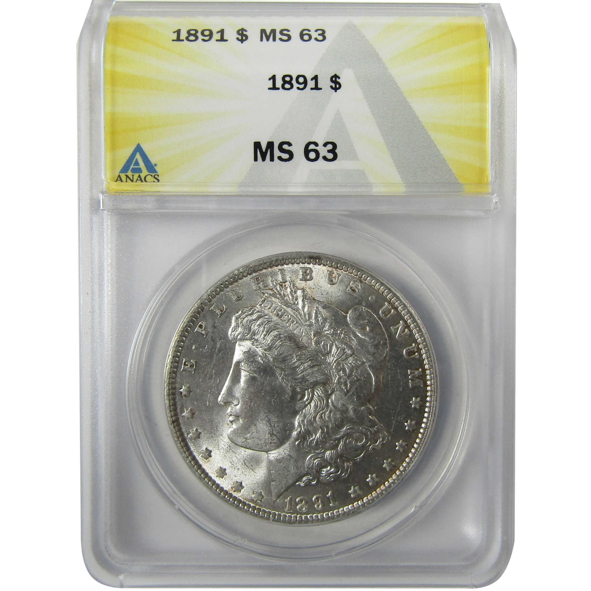 1891 Morgan Silver Dollar MS 63 ANACS Uncirculated $1 Coin SKU:I27985 - Morgan coin - Morgan silver dollar - Morgan silver dollar for sale - Profile Coins & Collectibles