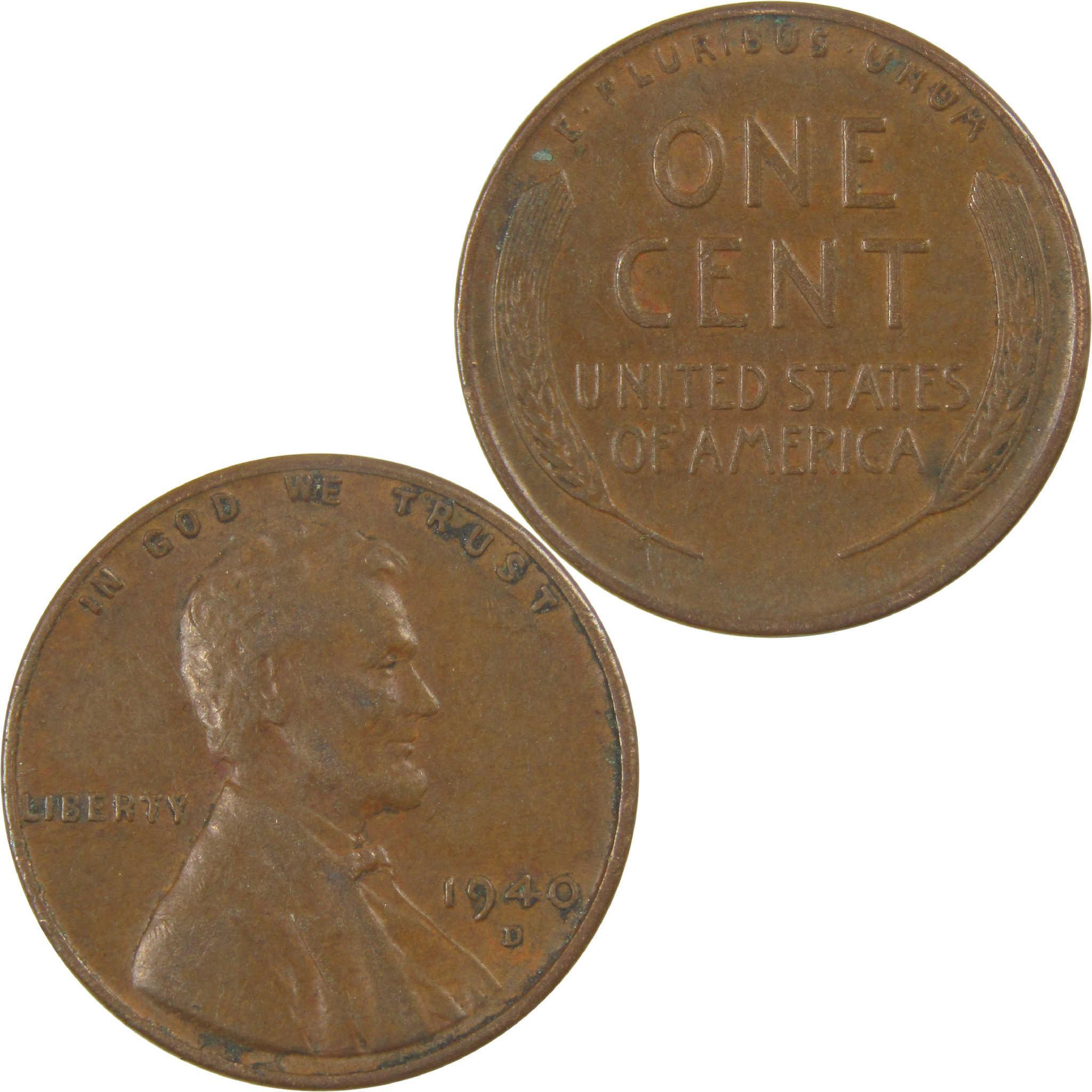1940 D Lincoln Wheat Cent Circulated Penny 1c Coin Collectible