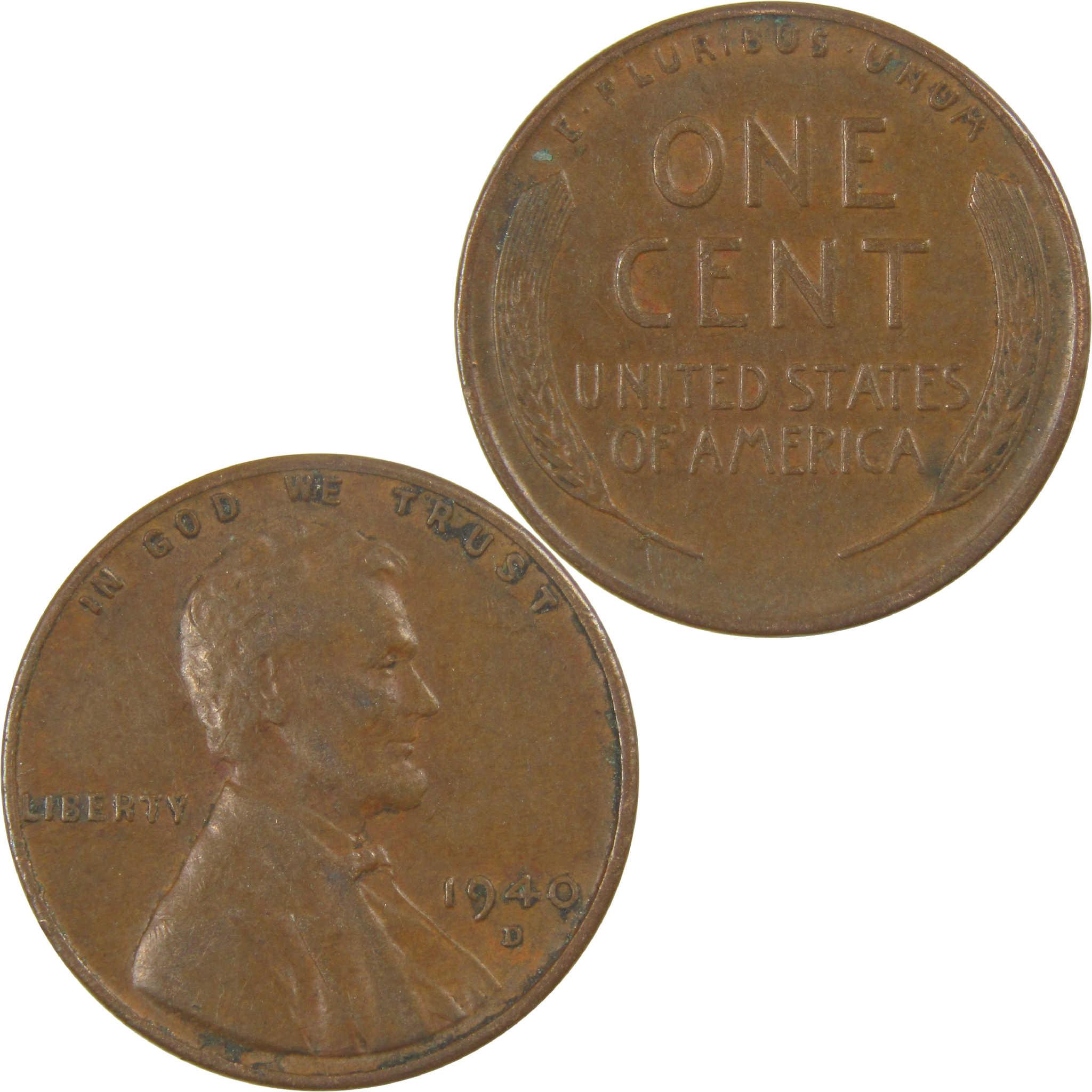 1940 D Lincoln Wheat Cent Circulated Penny 1c Coin Collectible
