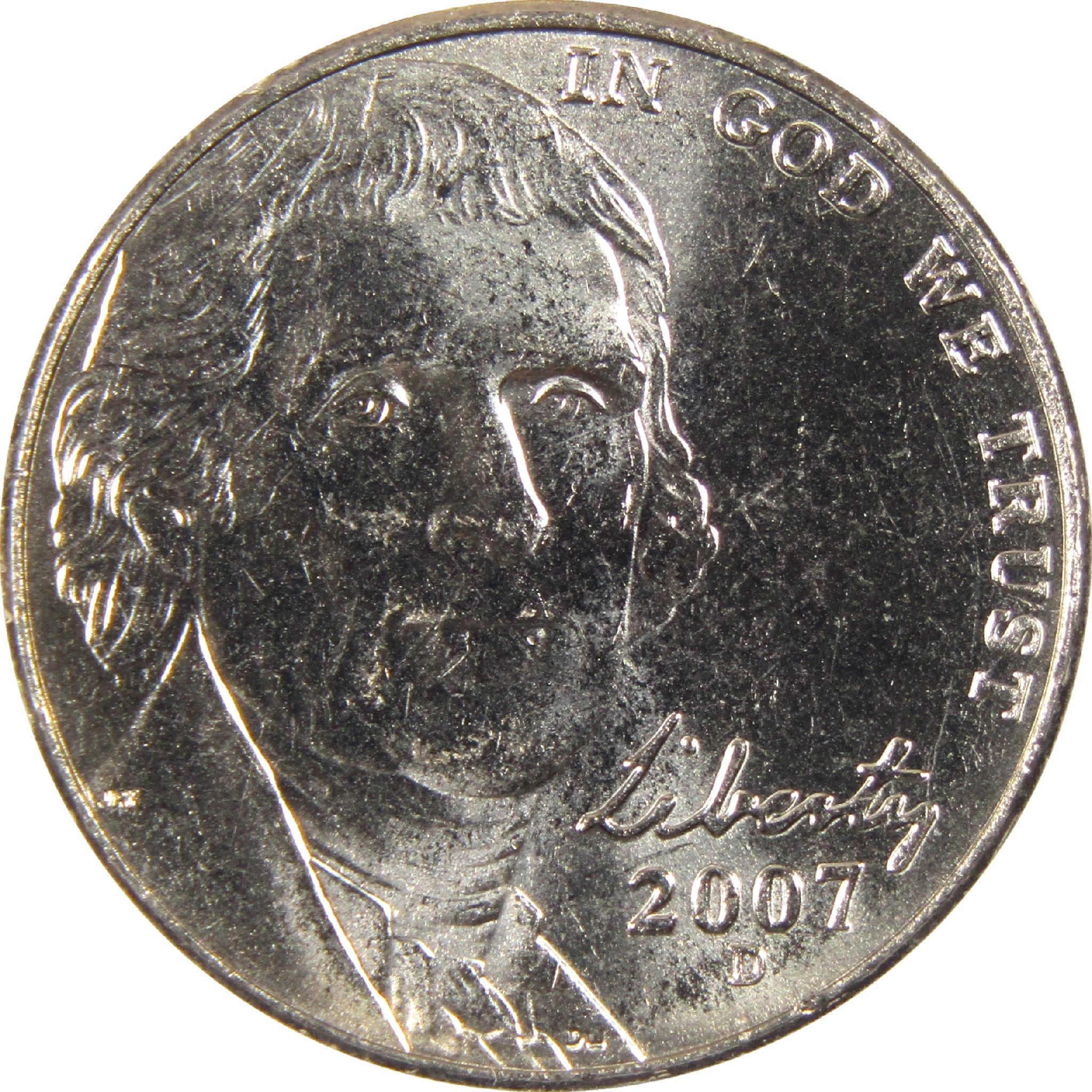 2007 D Jefferson Nickel BU Uncirculated 5c Coin
