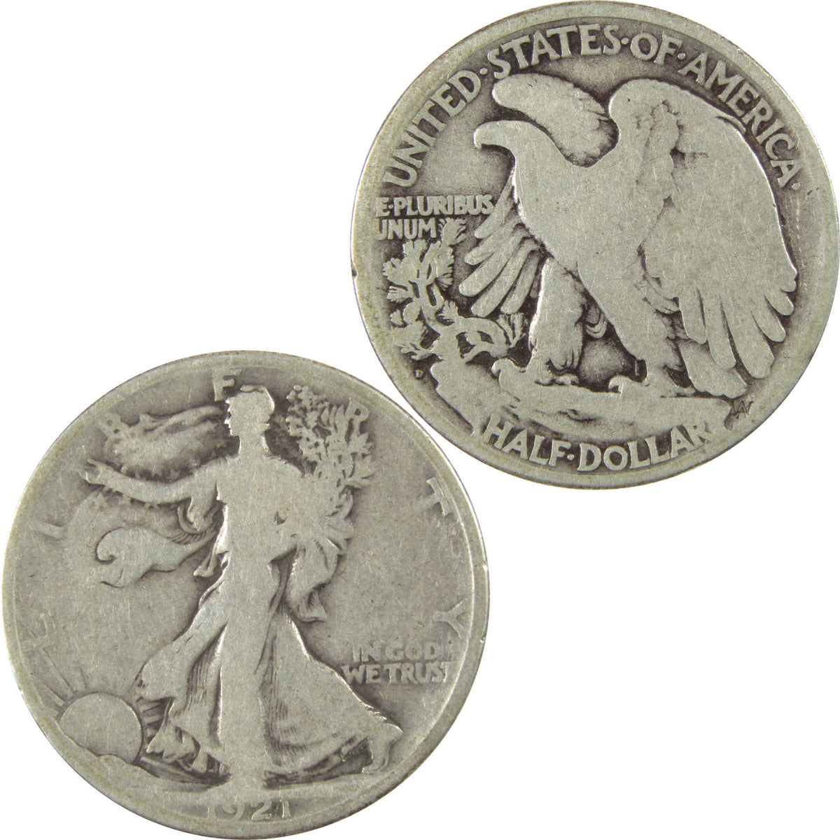 1921 D Liberty Walking Silver Half Dollar VG Very Good Coin SKU:I28623