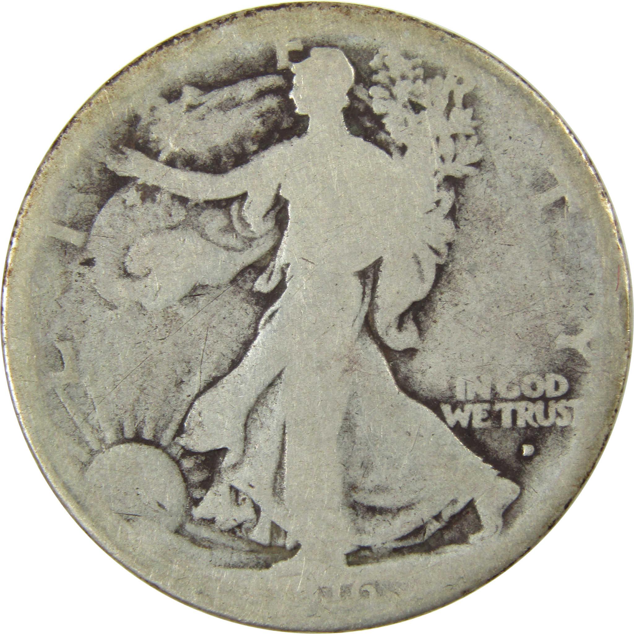 1916 D Liberty Walking Silver Half Dollar AG About Good SKU:I26019