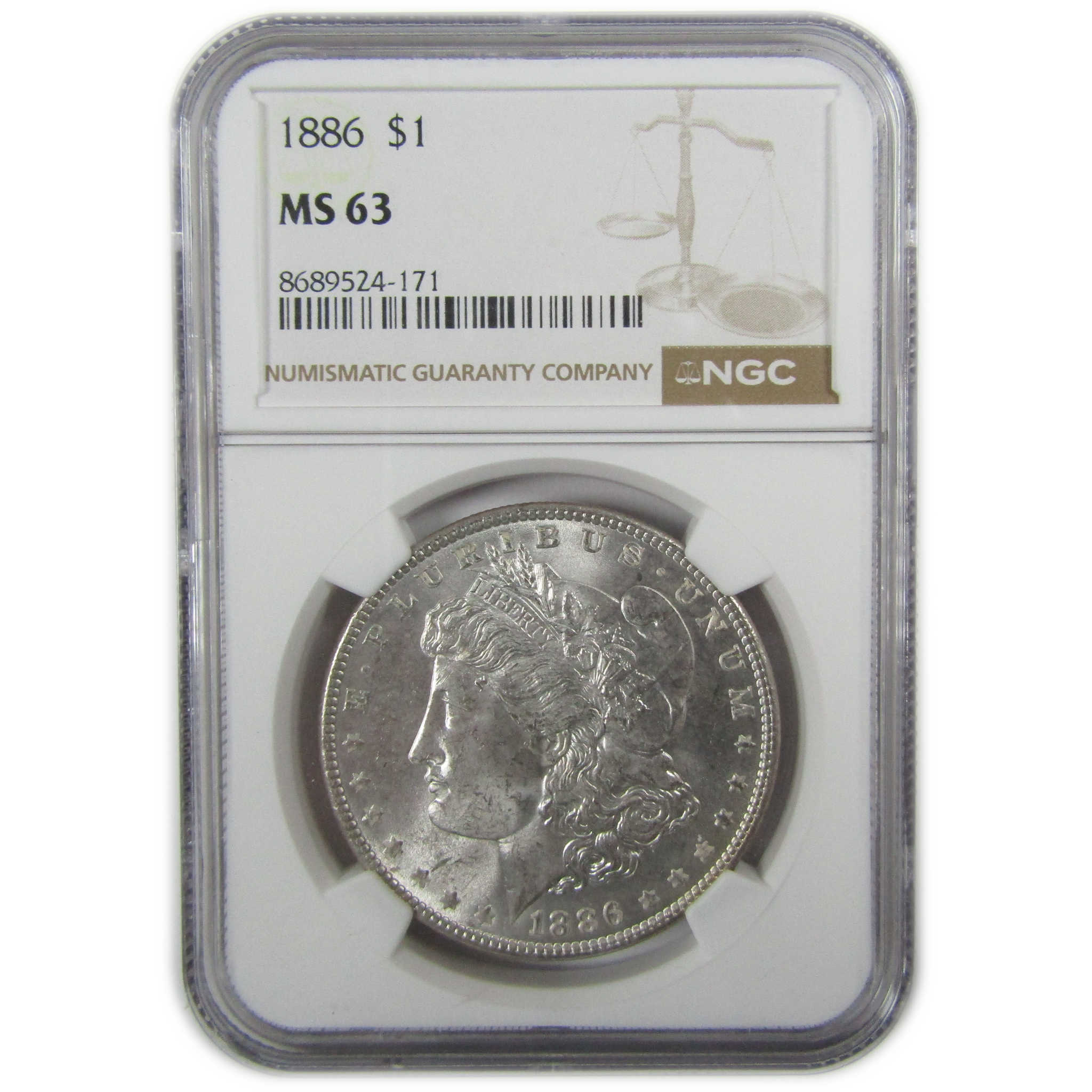 1886 Morgan Silver Dollar MS 63 NGC Crescent Toned Reverse SKU:CP401