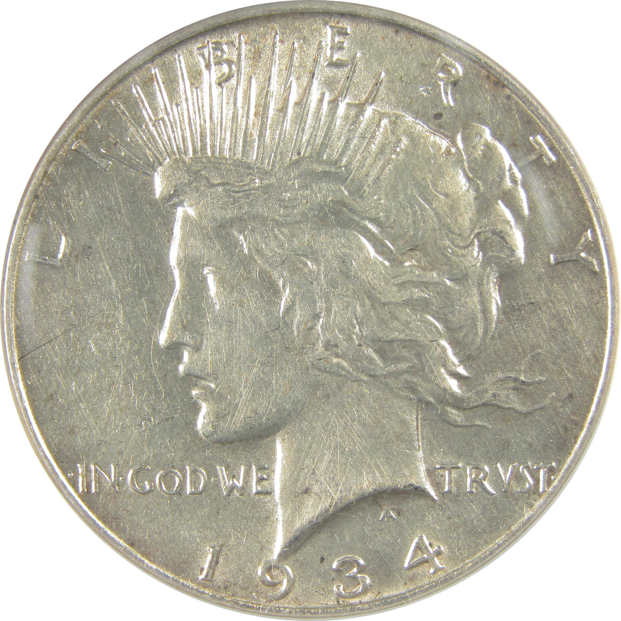 1934 Peace Dollar AU 55 Details ANACS Silver $1 Coin SKU:I21536