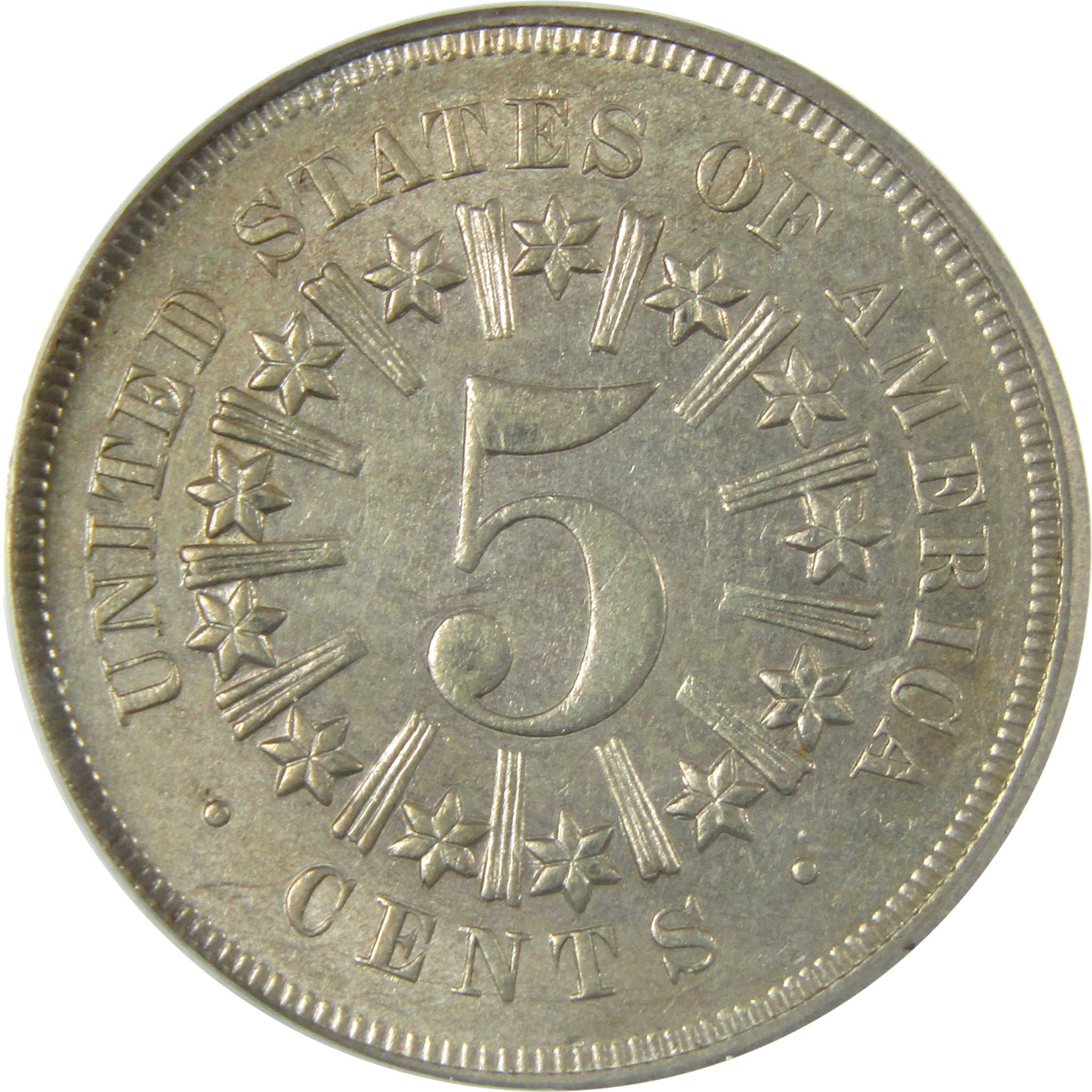 1866 Shield Nickel AU 58 ANACS Struck Through Grease Error SKU:CP197