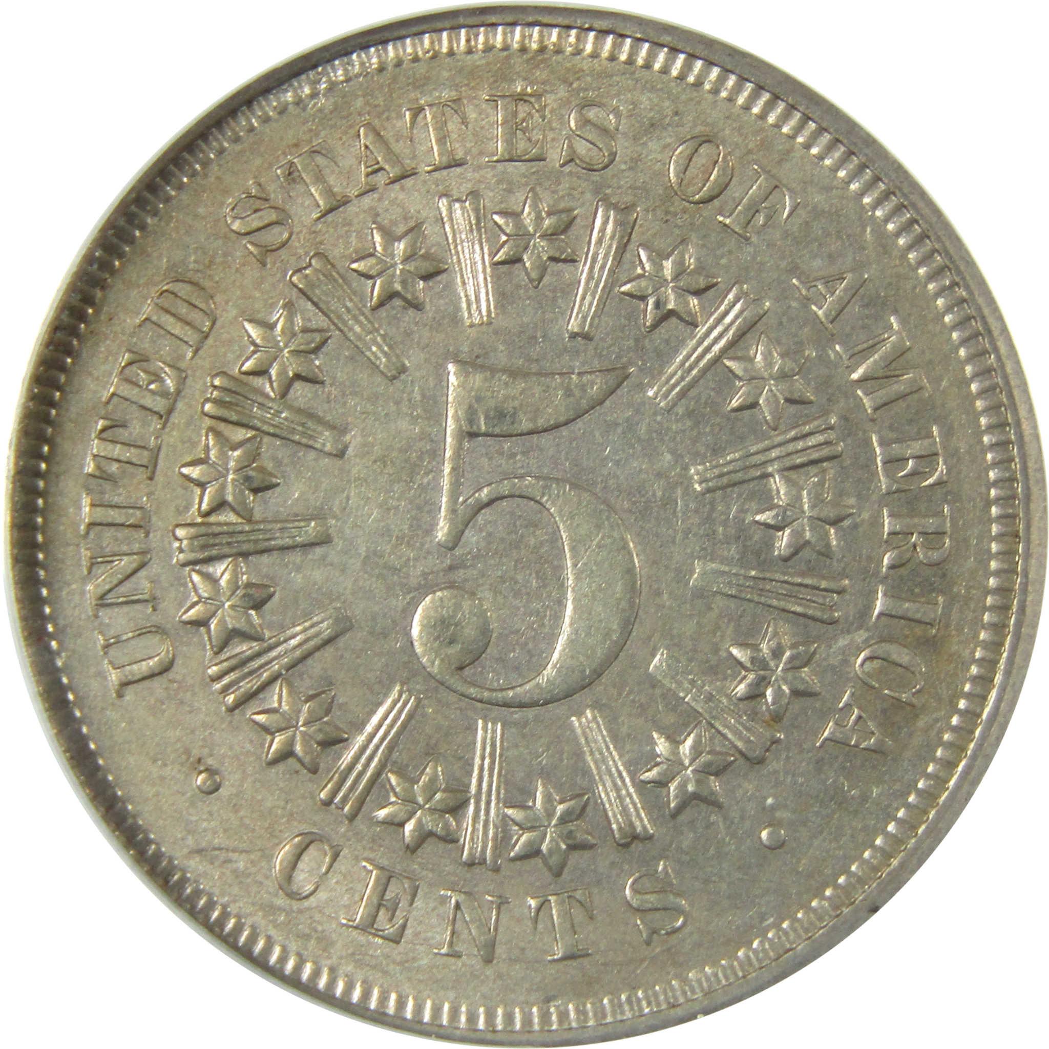 1866 Shield Nickel AU 58 ANACS Struck Through Grease Error SKU:CP197
