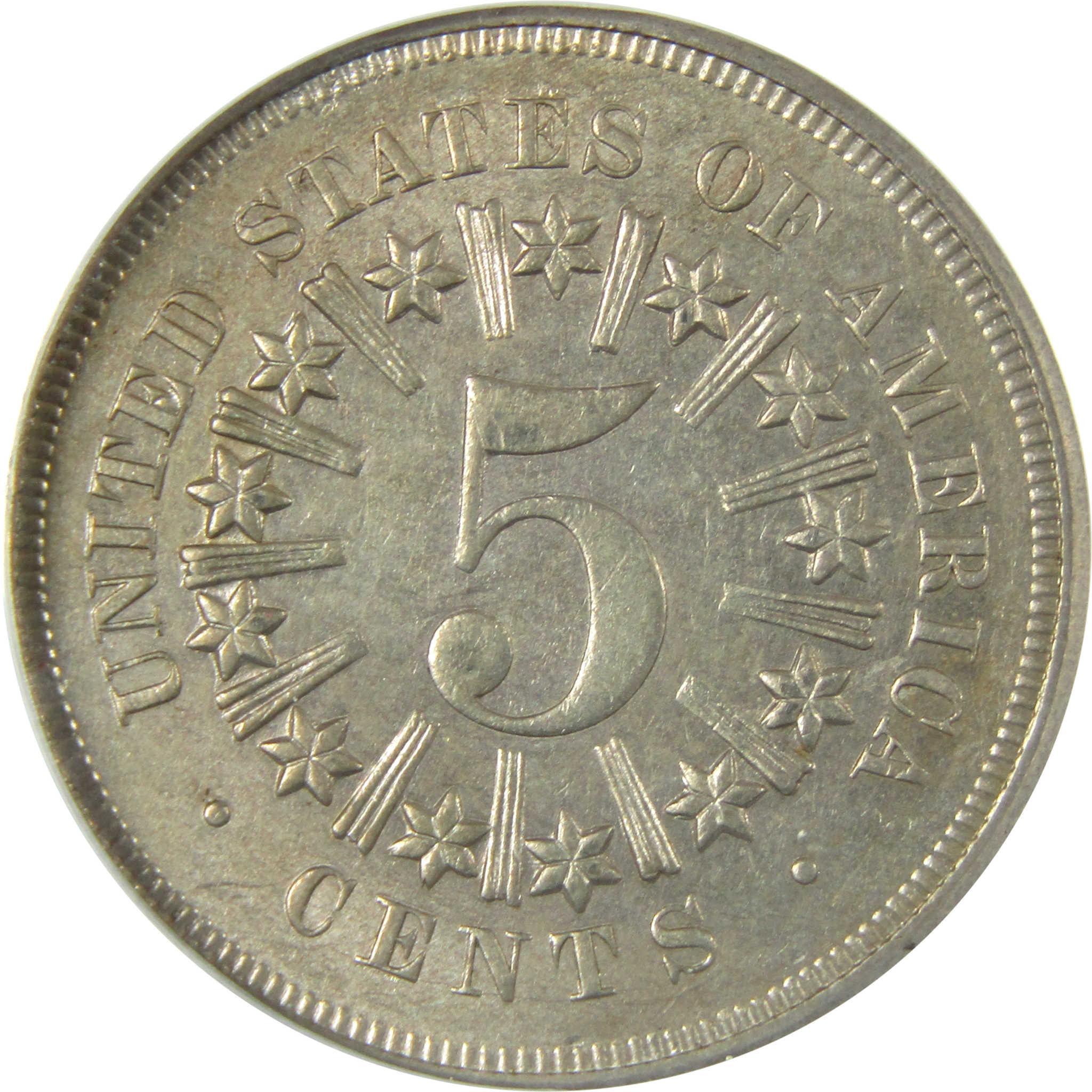 1866 Shield Nickel AU 58 ANACS Struck Through Grease Error SKU:CP197