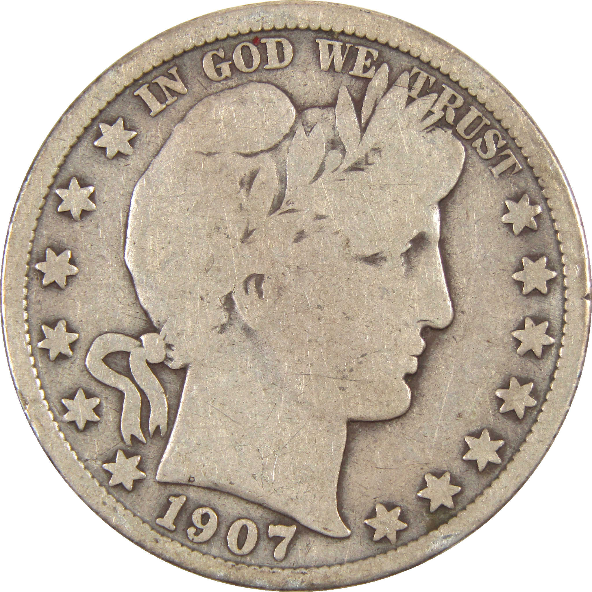 1907 S Barber Half Dollar G Good Silver 50c Coin