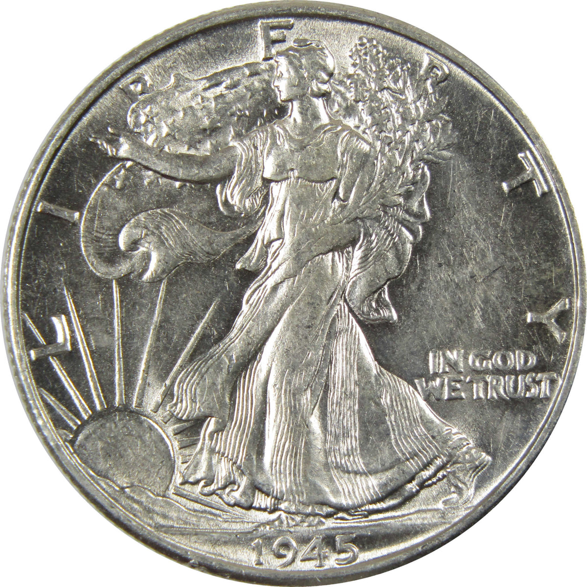 1945 Liberty Walking Silver 50c Borderline Uncirculated SKU:I28647