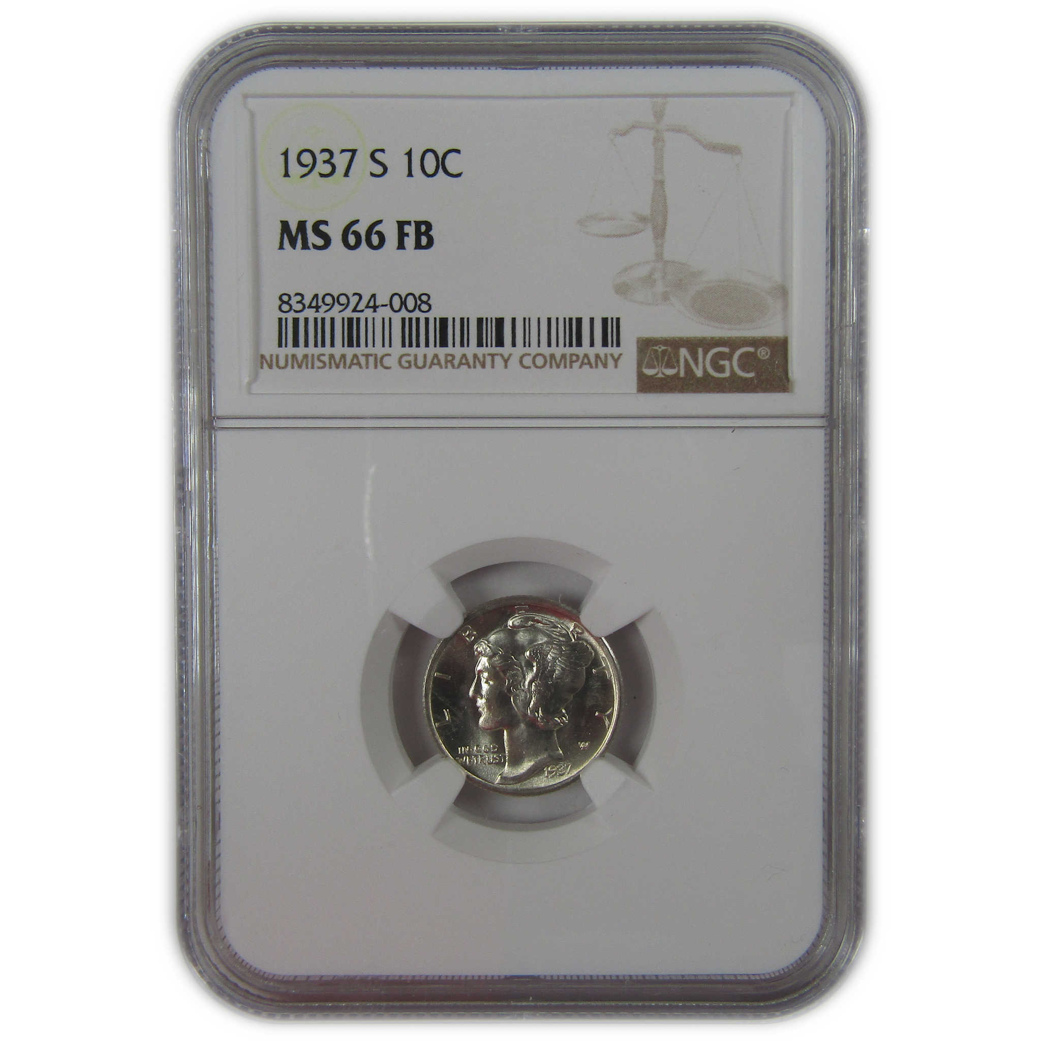 1937 S Mercury Dime MS 66 FB NGC Silver Uncirculated SKU:I23191