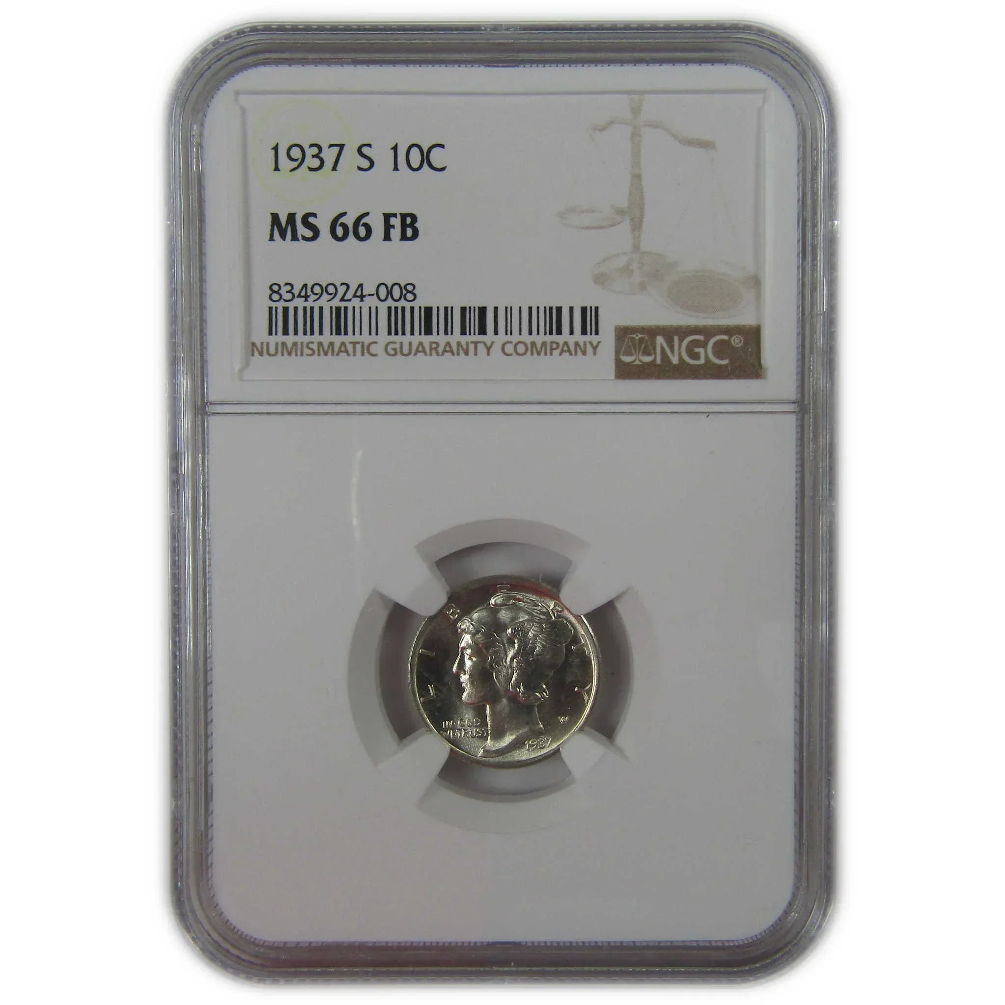 1937 S Mercury Dime MS 66 FB NGC Silver Uncirculated SKU:I23191