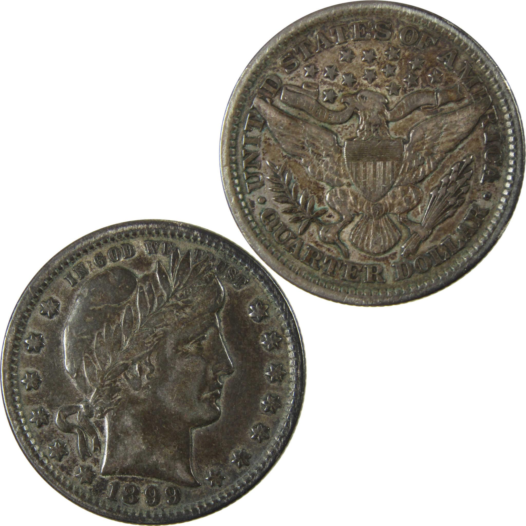 1899 Barber Silver Quarter VF Very Fine 25c Coin SKU:CP896
