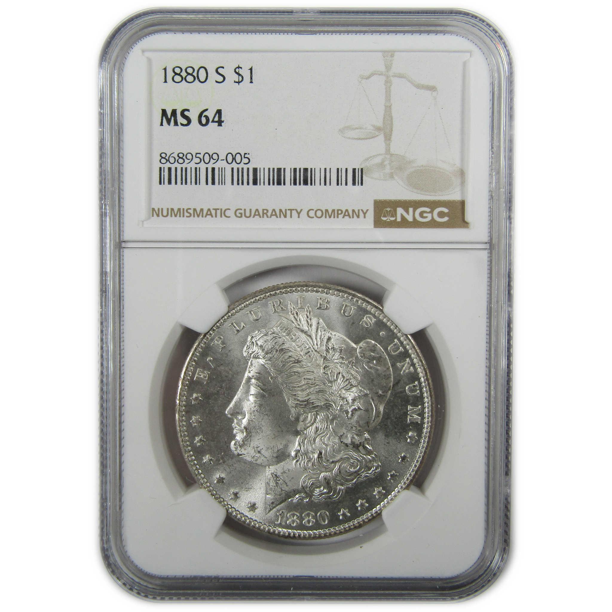 1880 S Morgan Silver Dollar MS 64 NGC Uncirculated $1 Coin SKU:CP423 - Morgan coin - Morgan silver dollar - Morgan silver dollar for sale - Profile Coins & Collectibles