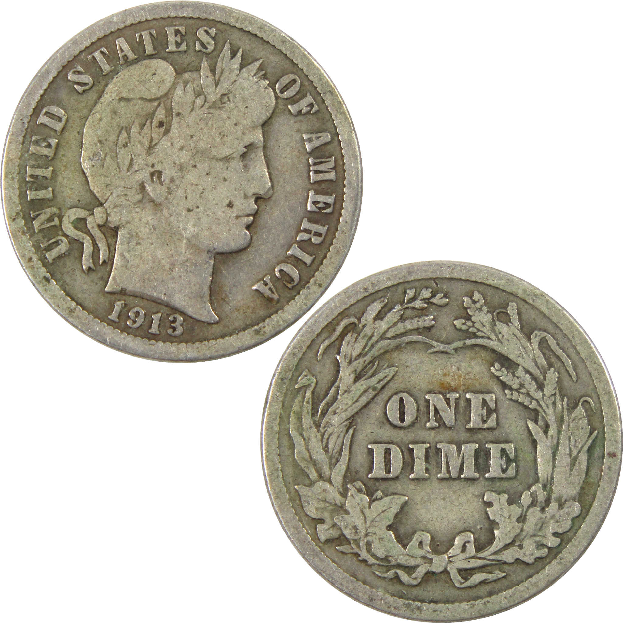 1913 Barber Dime VG Very Good Silver 10c Coin