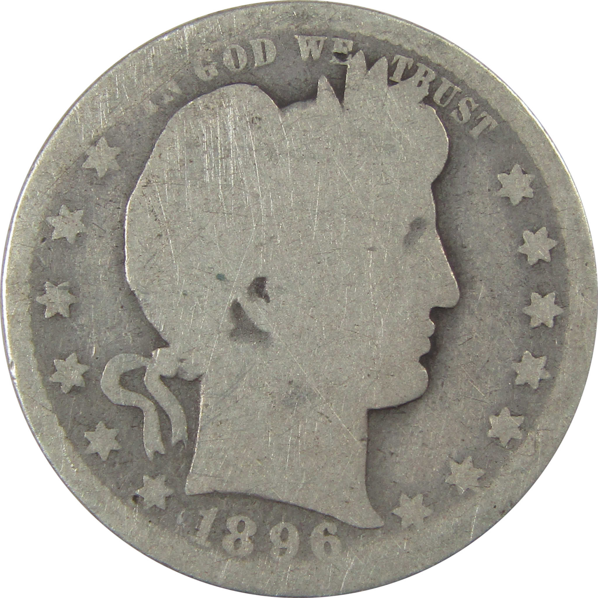 1896 O Barber Quarter AG About Good Silver 25c Coin SKU:I21878