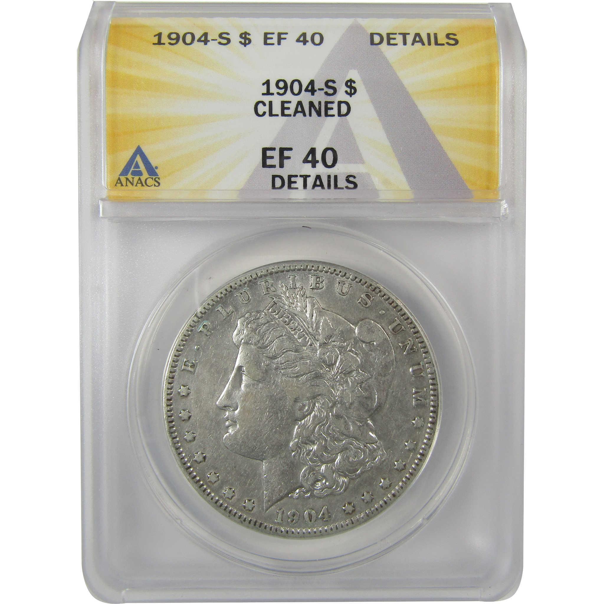 1904 S Morgan Dollar EF 40 Details ANACS Silver $1 Coin SKU:I21184 - Morgan coin - Morgan silver dollar - Morgan silver dollar for sale - Profile Coins & Collectibles