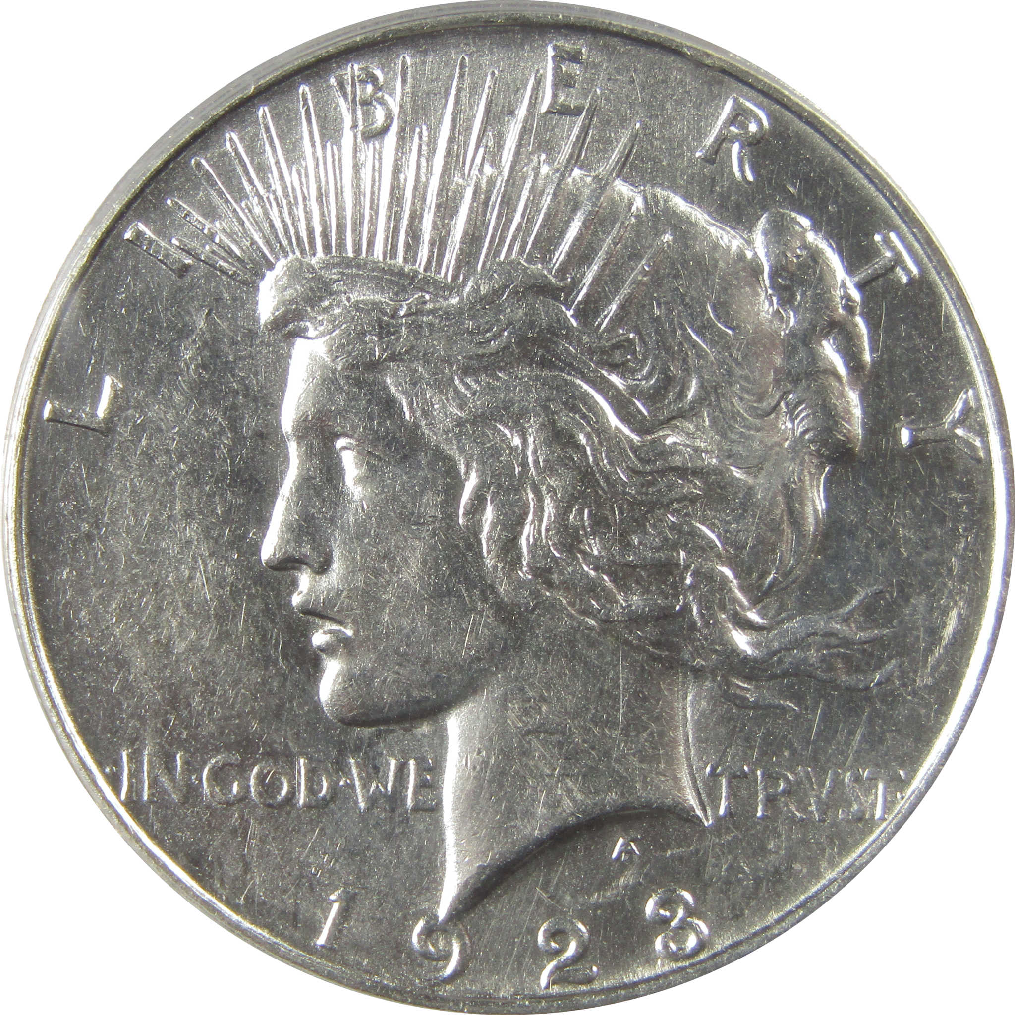 1923 D Peace Dollar AU 50 ANACS Silver $1 Coin SKU:I22178