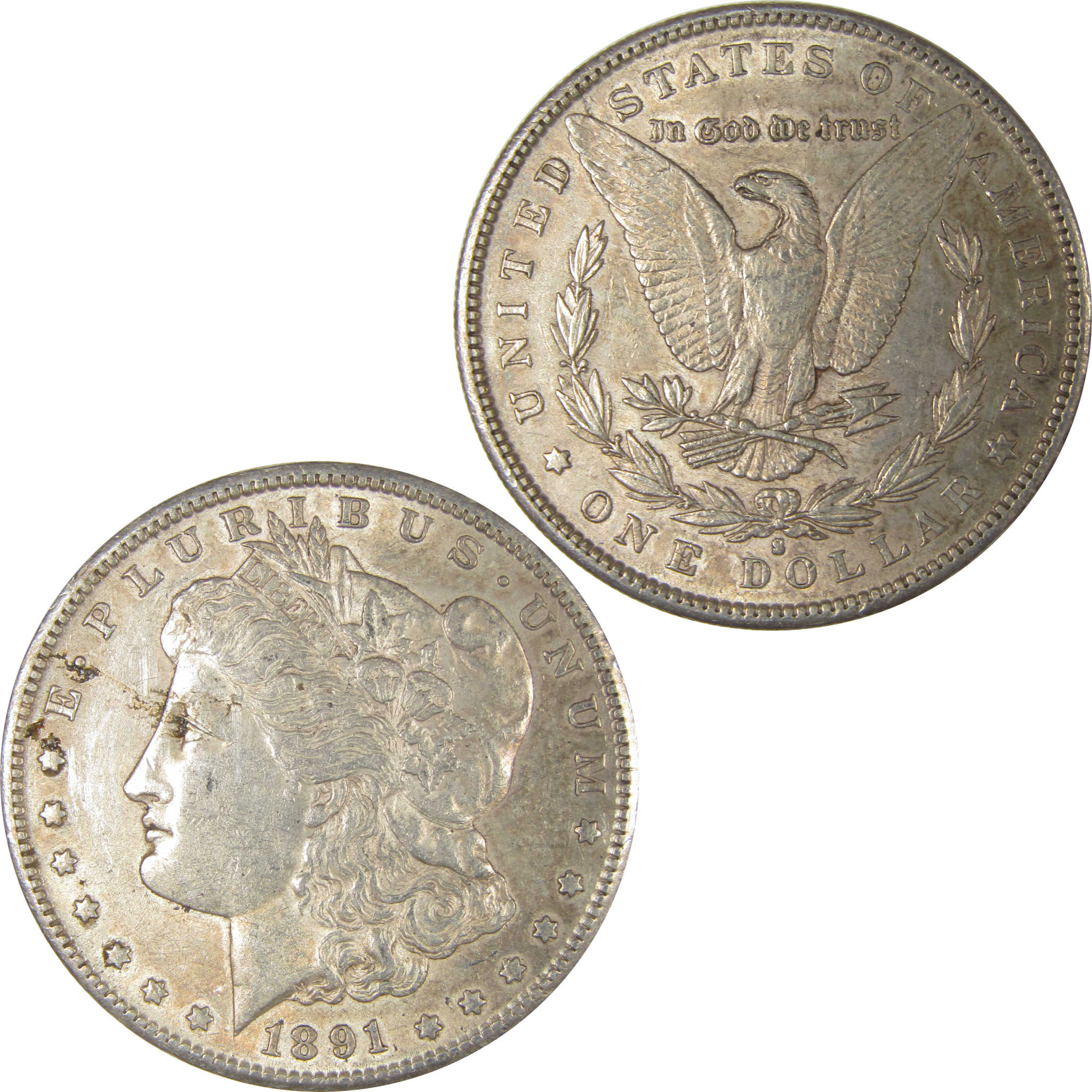 1891 S Morgan Dollar AU About Uncirculated Silver $1 Coin SKU:I22526 - Morgan coin - Morgan silver dollar - Morgan silver dollar for sale - Profile Coins & Collectibles