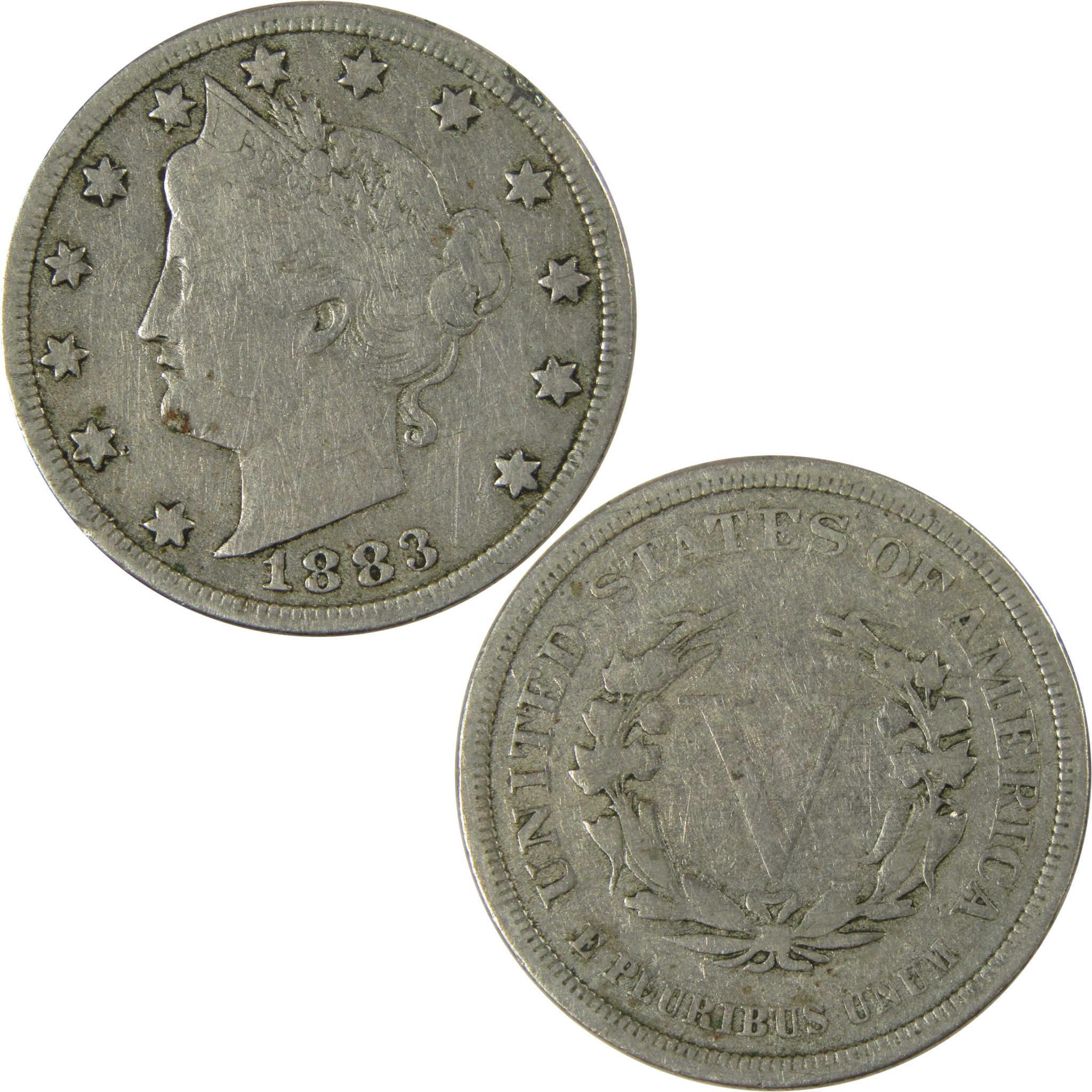 1883 No Cents Liberty Head V Nickel F Fine 5c Coin SKU:I26506