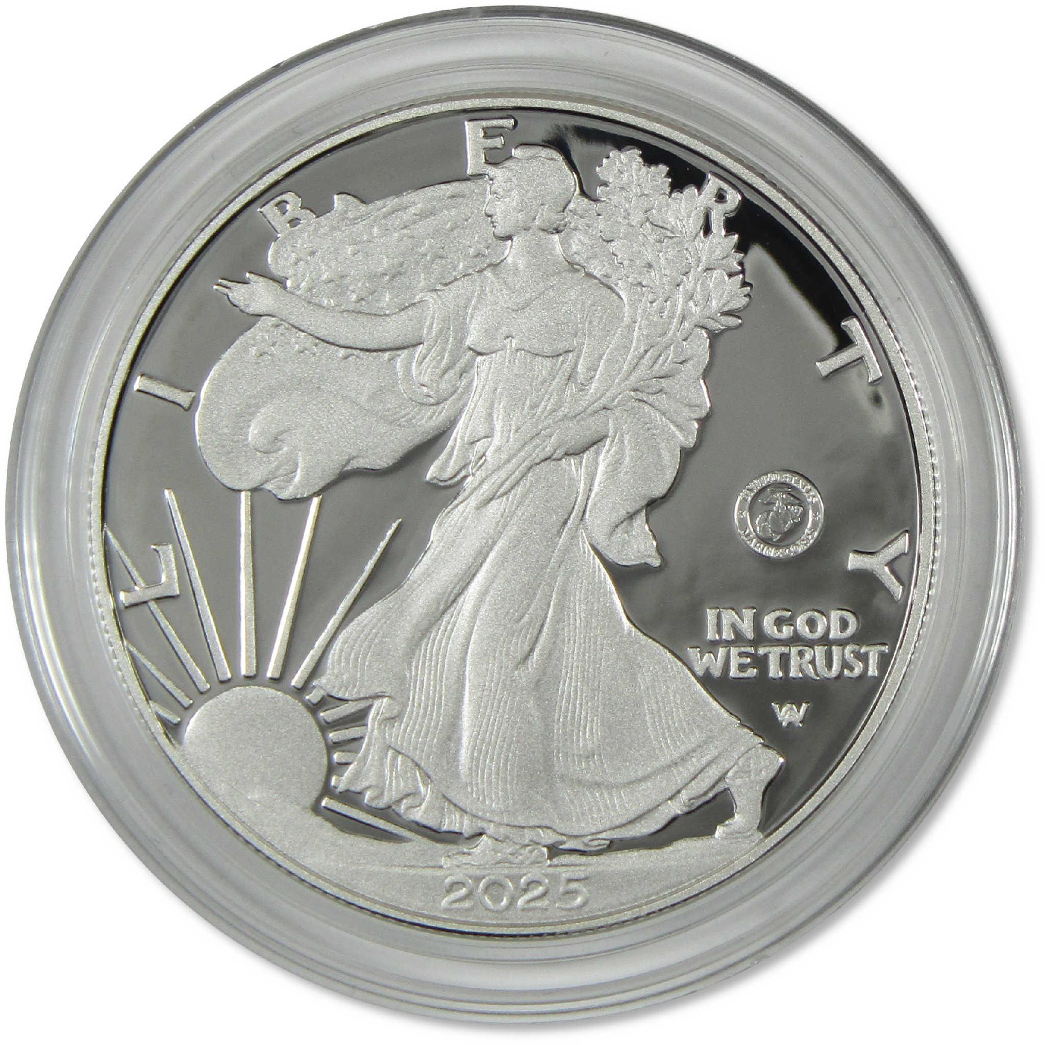 2025 P American Silver Eagle U.S. Marine Corps Privy Mark Proof OGP