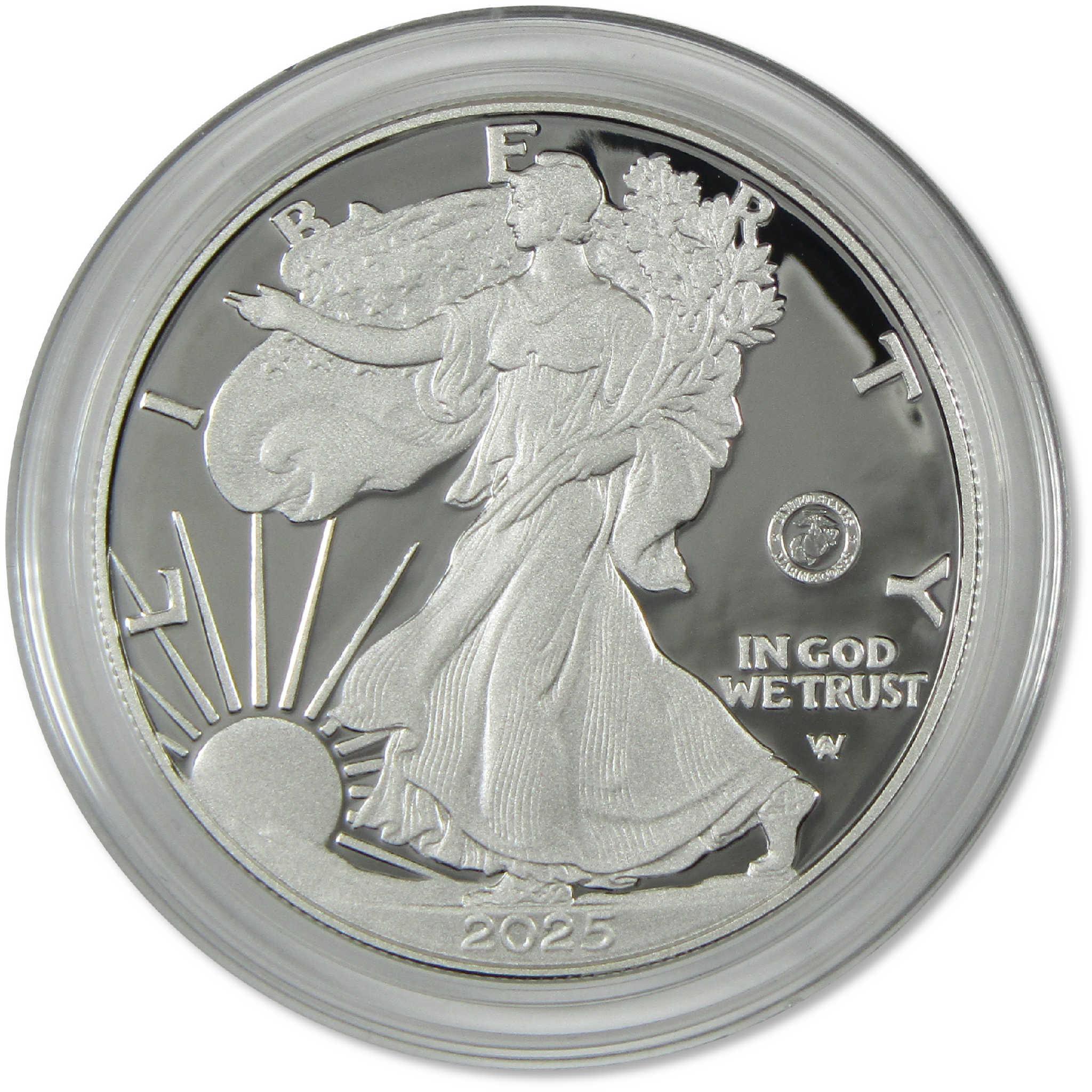 2025 P American Silver Eagle U.S. Marine Corps Privy Mark Proof OGP