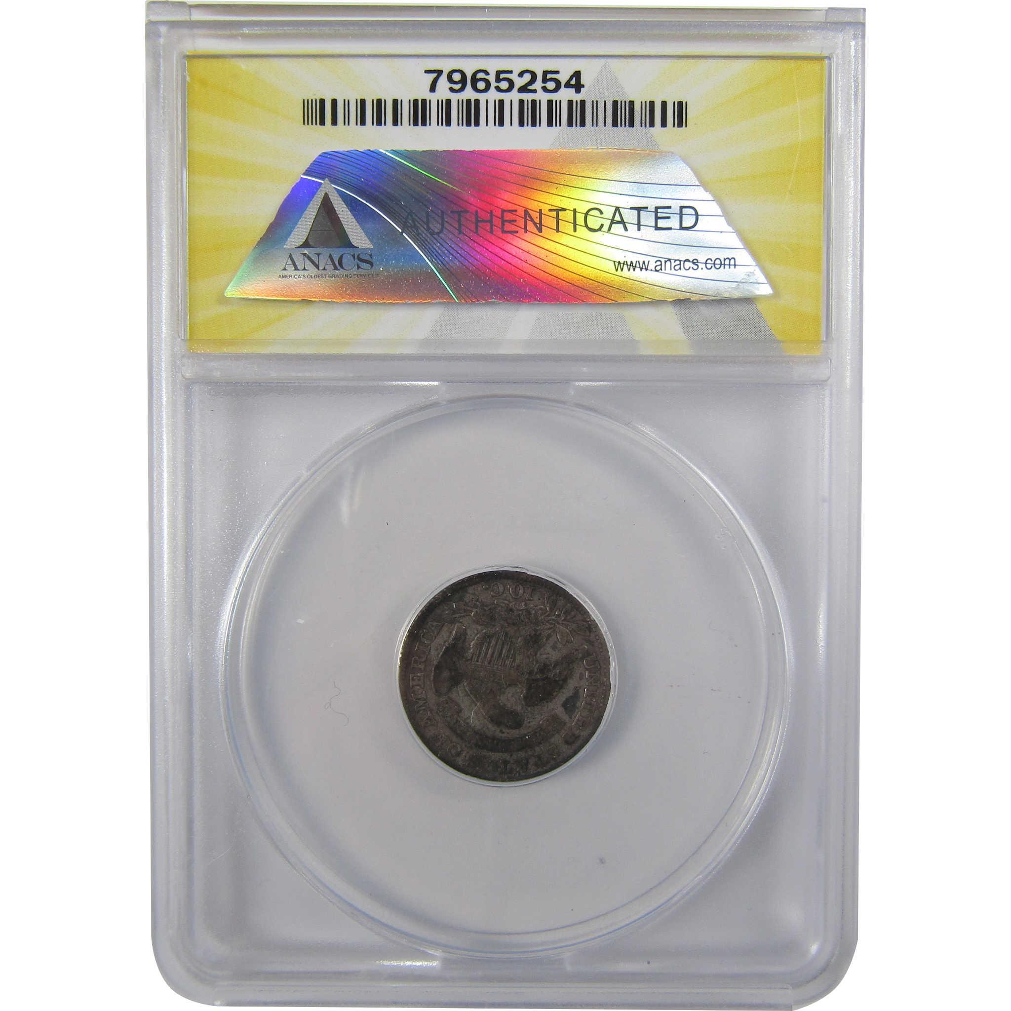 1834 Large 4 Capped Bust Silver Dime F 12 Details ANACS SKU:I25505