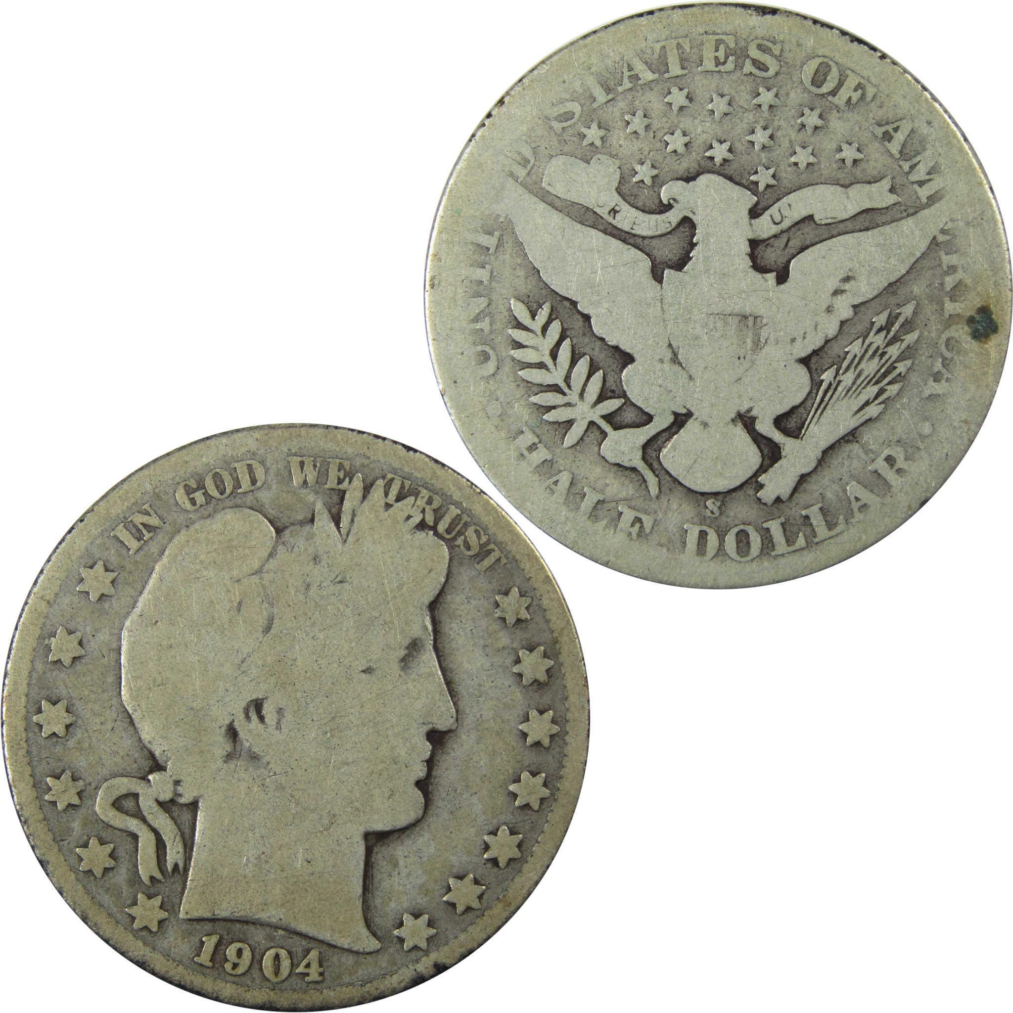 1904 S Barber Silver Half Dollar G Good 50c Coin SKU:I25958