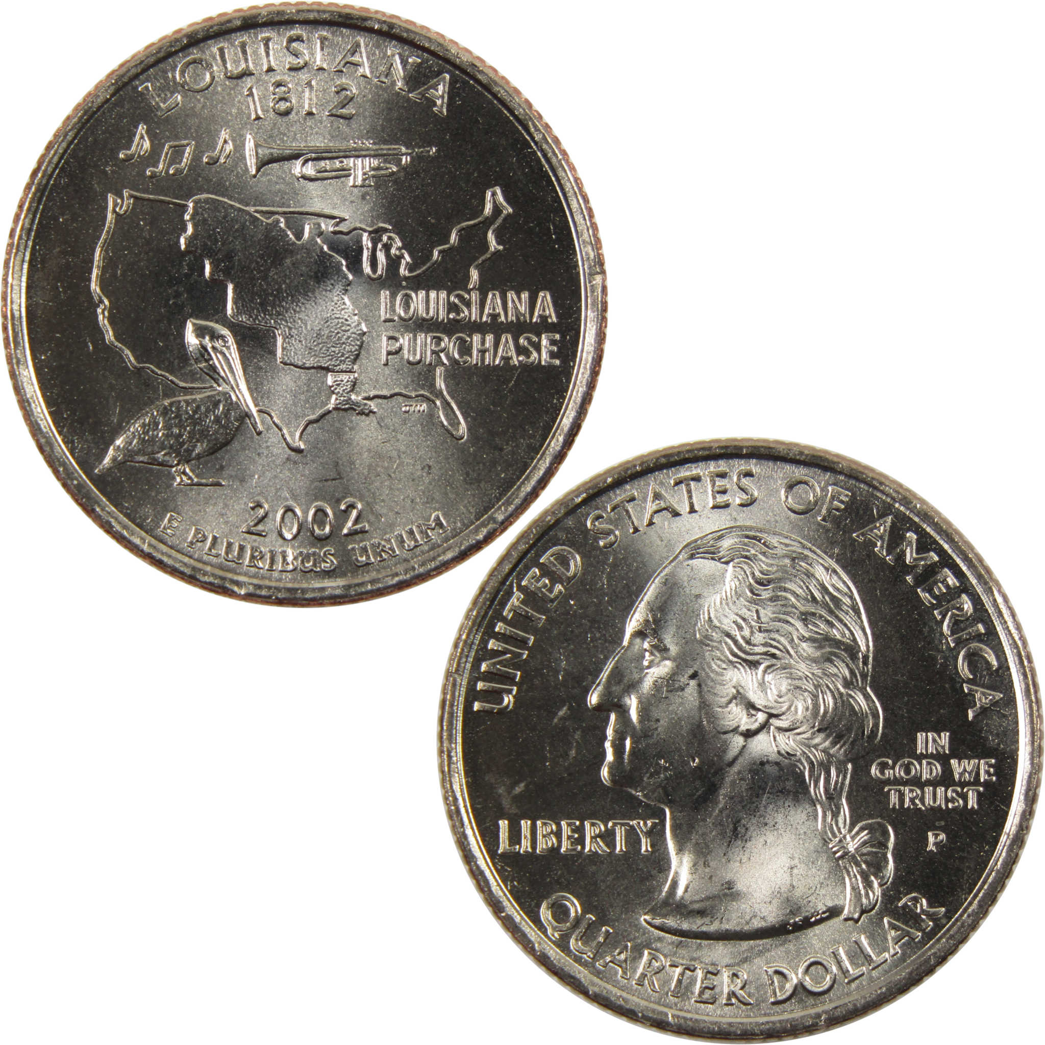 2002 P Louisiana State Quarter BU Uncirculated Clad 25c Coin