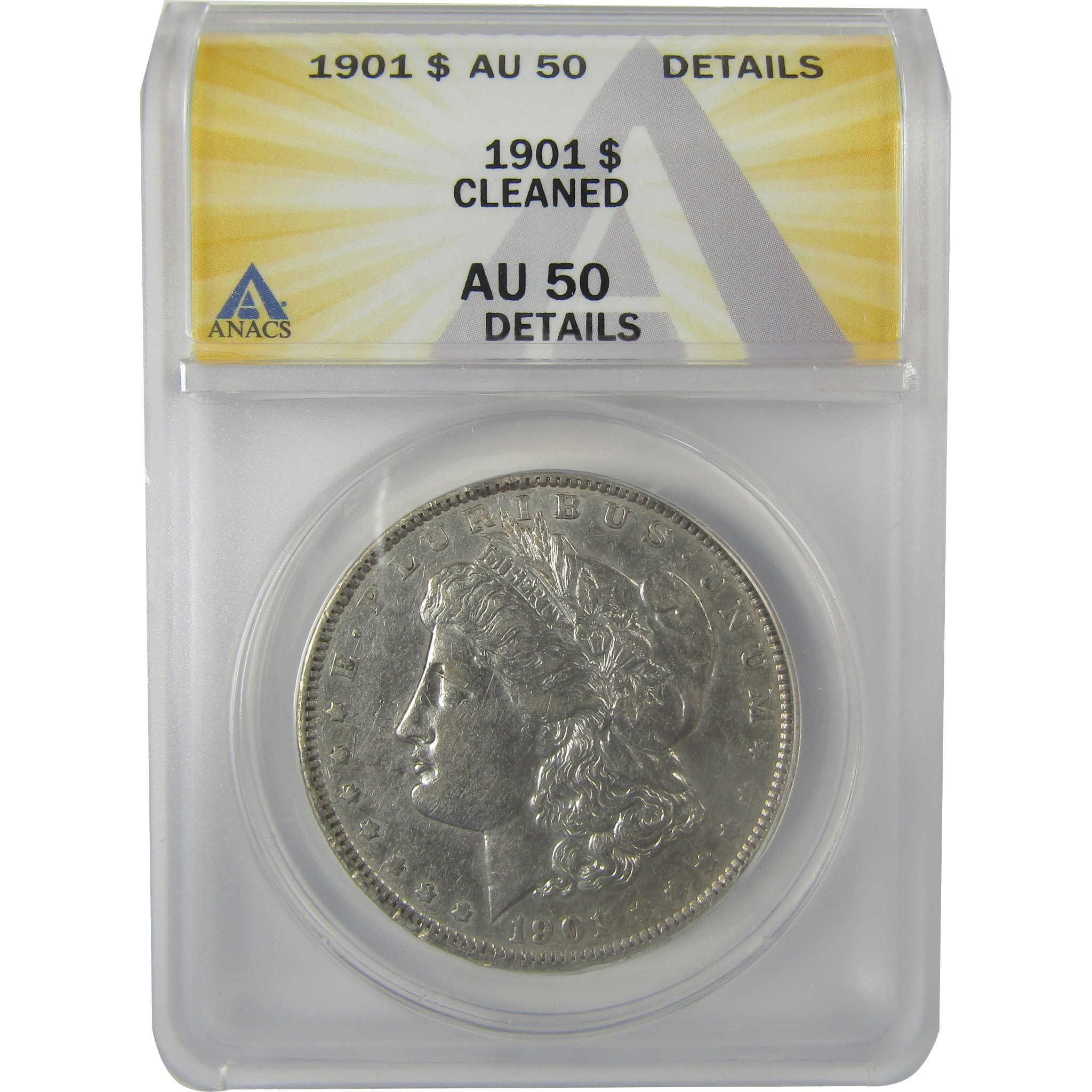 1901 Morgan Dollar AU 50 Details ANACS Silver $1 Coin SKU:I21271 - Morgan coin - Morgan silver dollar - Morgan silver dollar for sale - Profile Coins & Collectibles