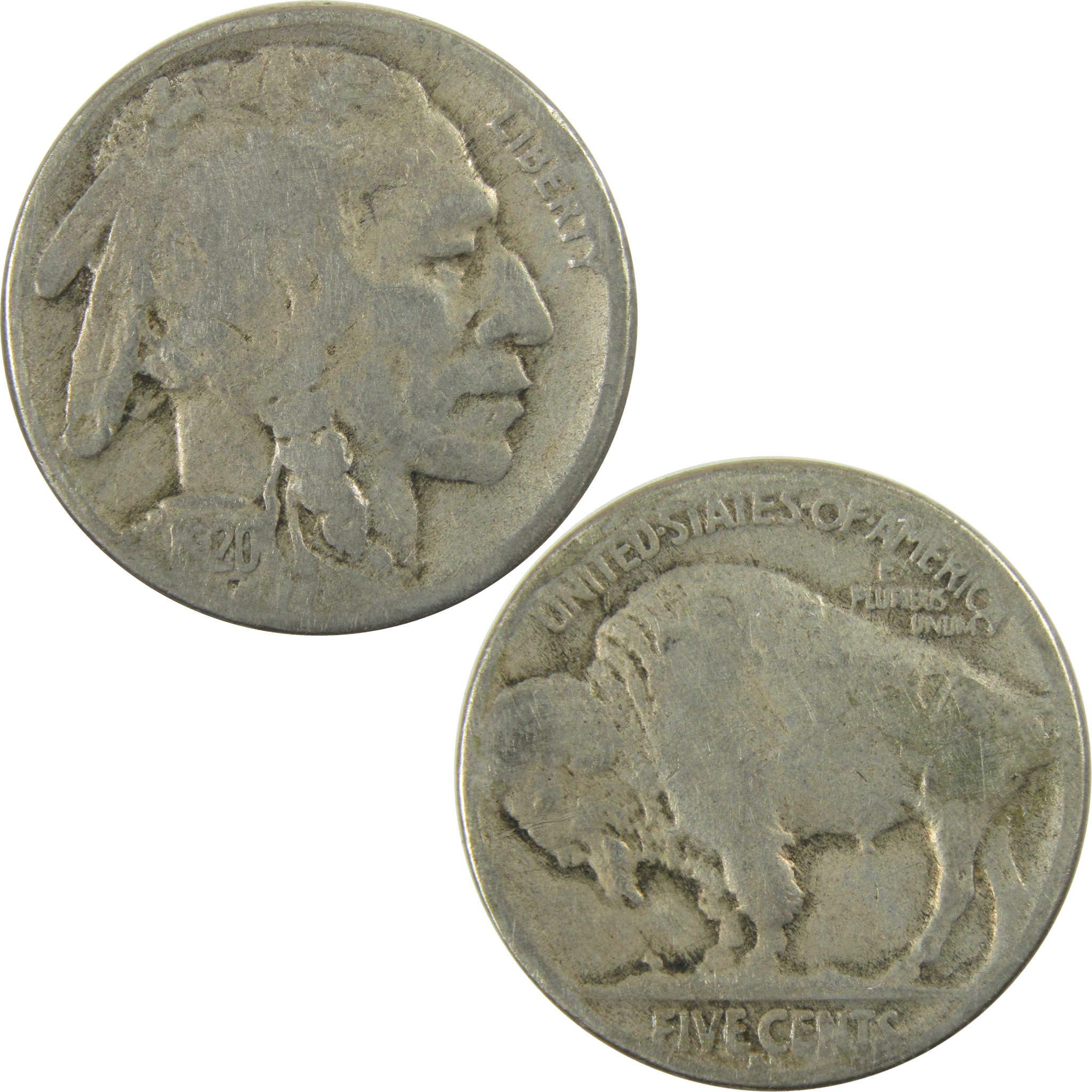 1920 S Indian Head Buffalo Nickel VG Very Good 5c Coin SKU:I28215