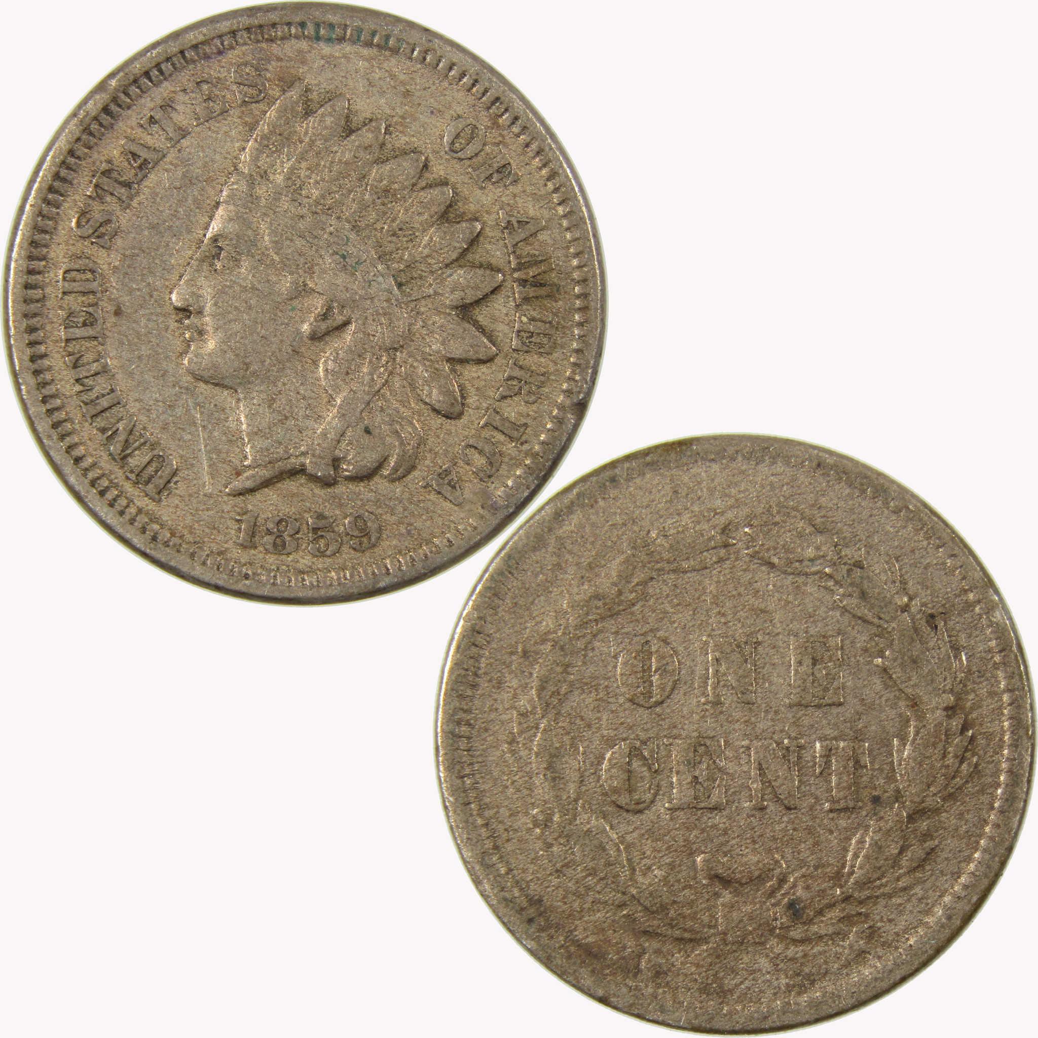 1859 Indian Head Cent VF Very Fine Penny 1c Coin SKU:CP1076