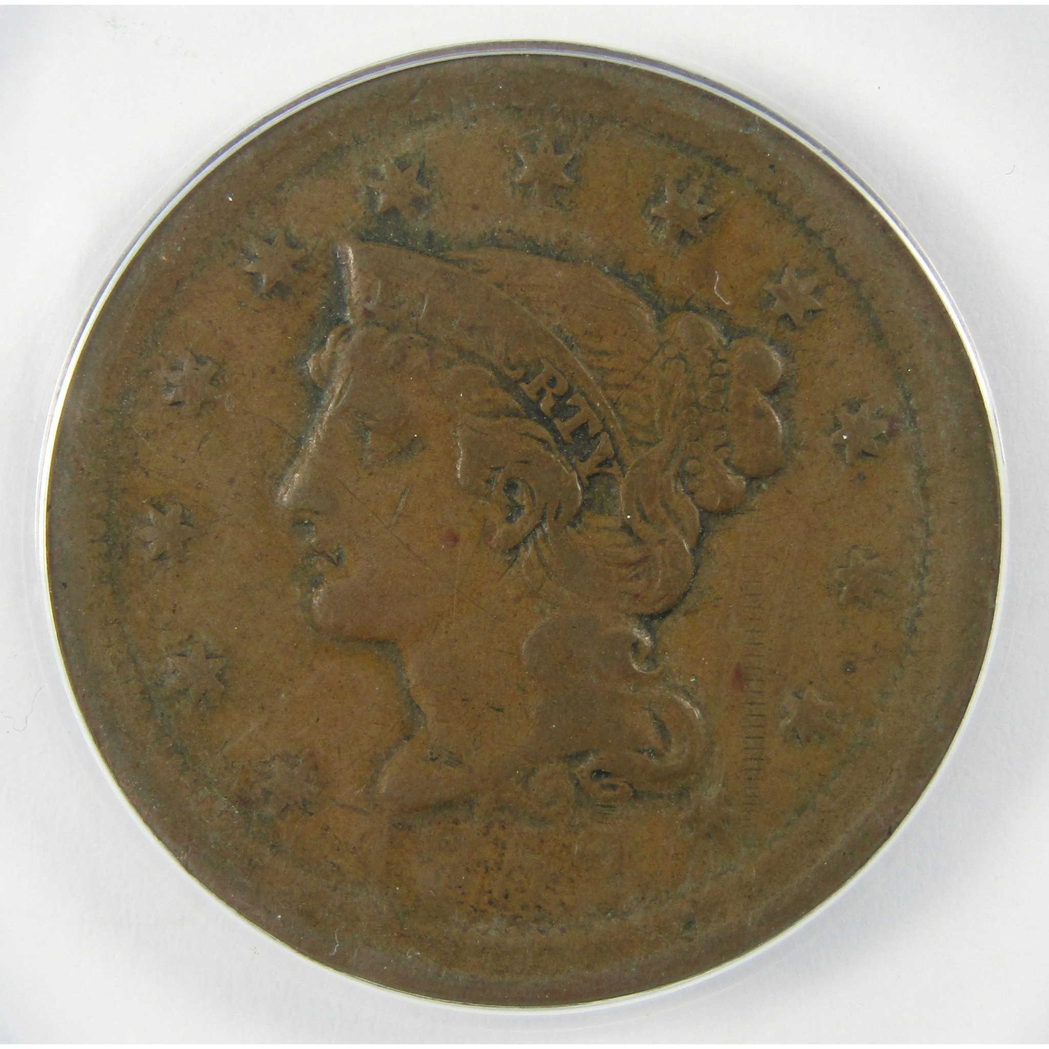 1852 Braided Hair Copper Large Cent VF 30 Details ANACS SKU:I25517
