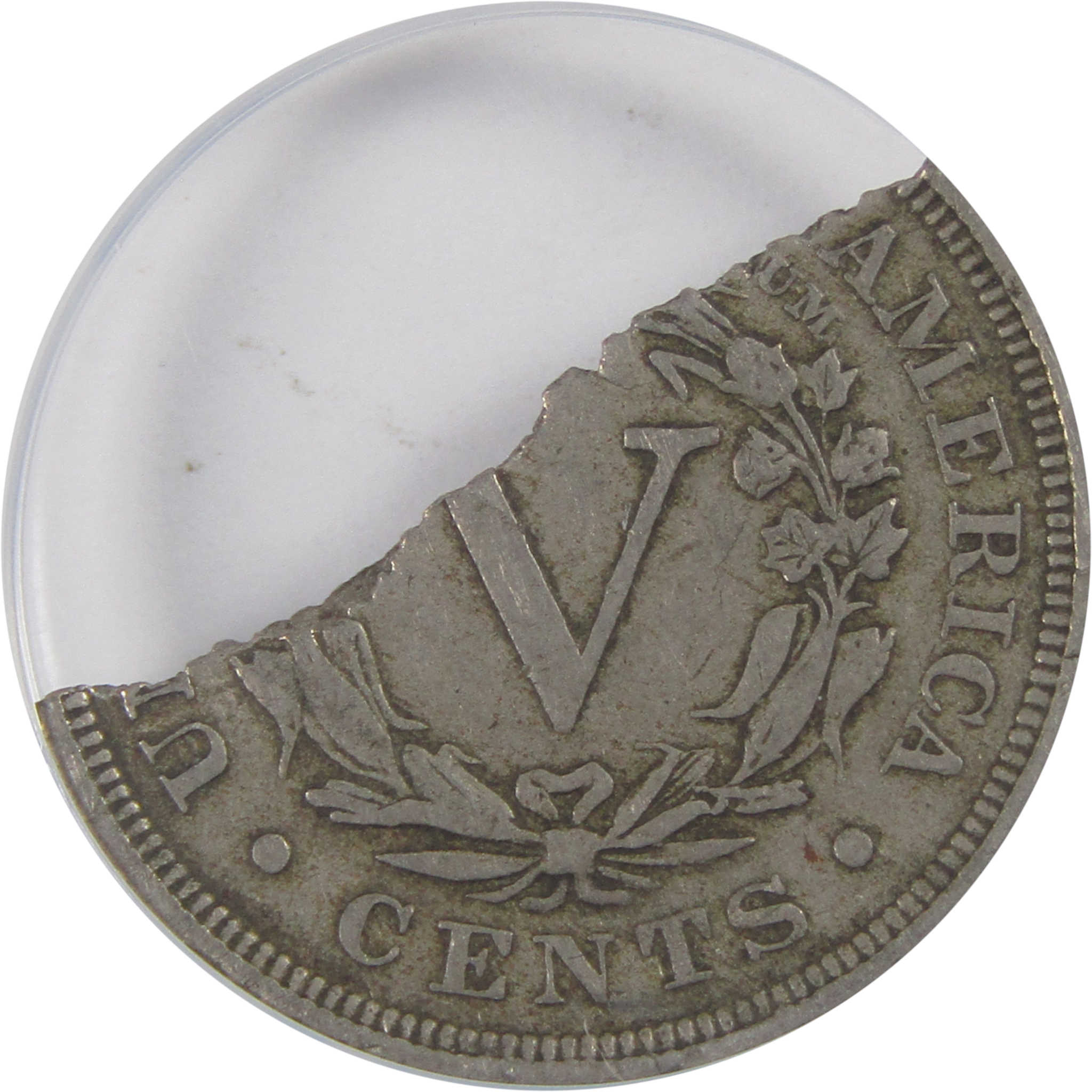 Liberty Head V Nickel VF 30 ANACS Broken After Strike SKU:I17640